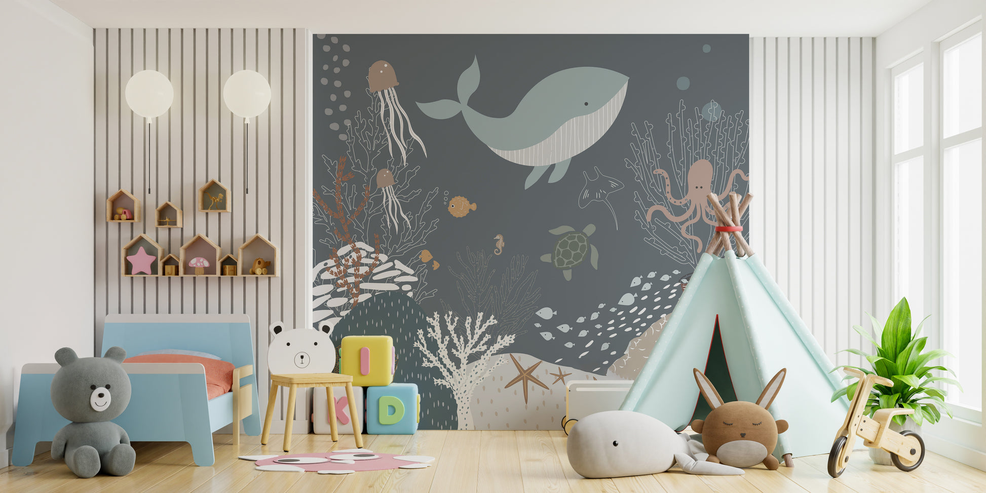 Aquatic animals mural wallpaper