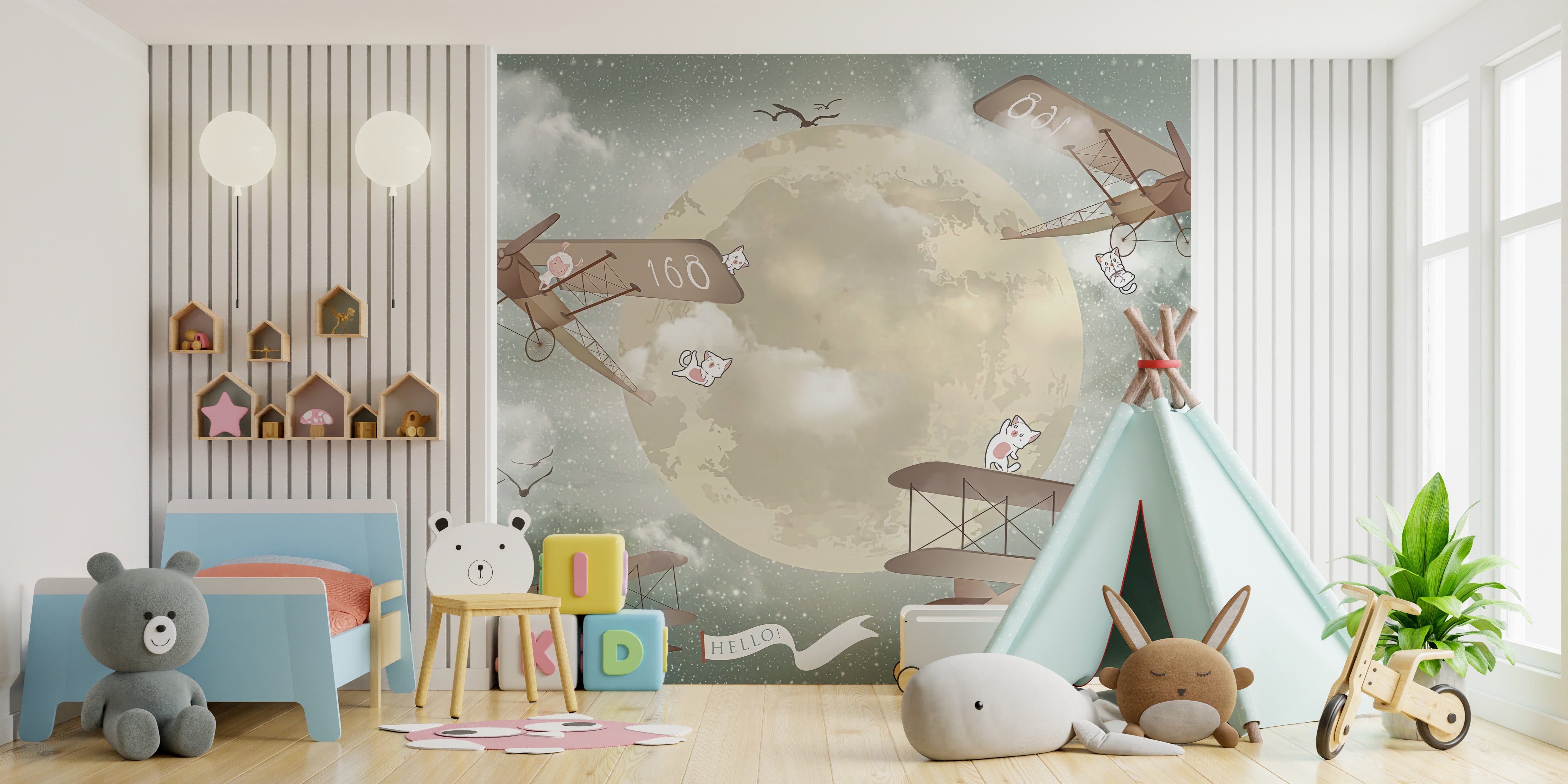 Skyward star gliders mural with a dreamy theme