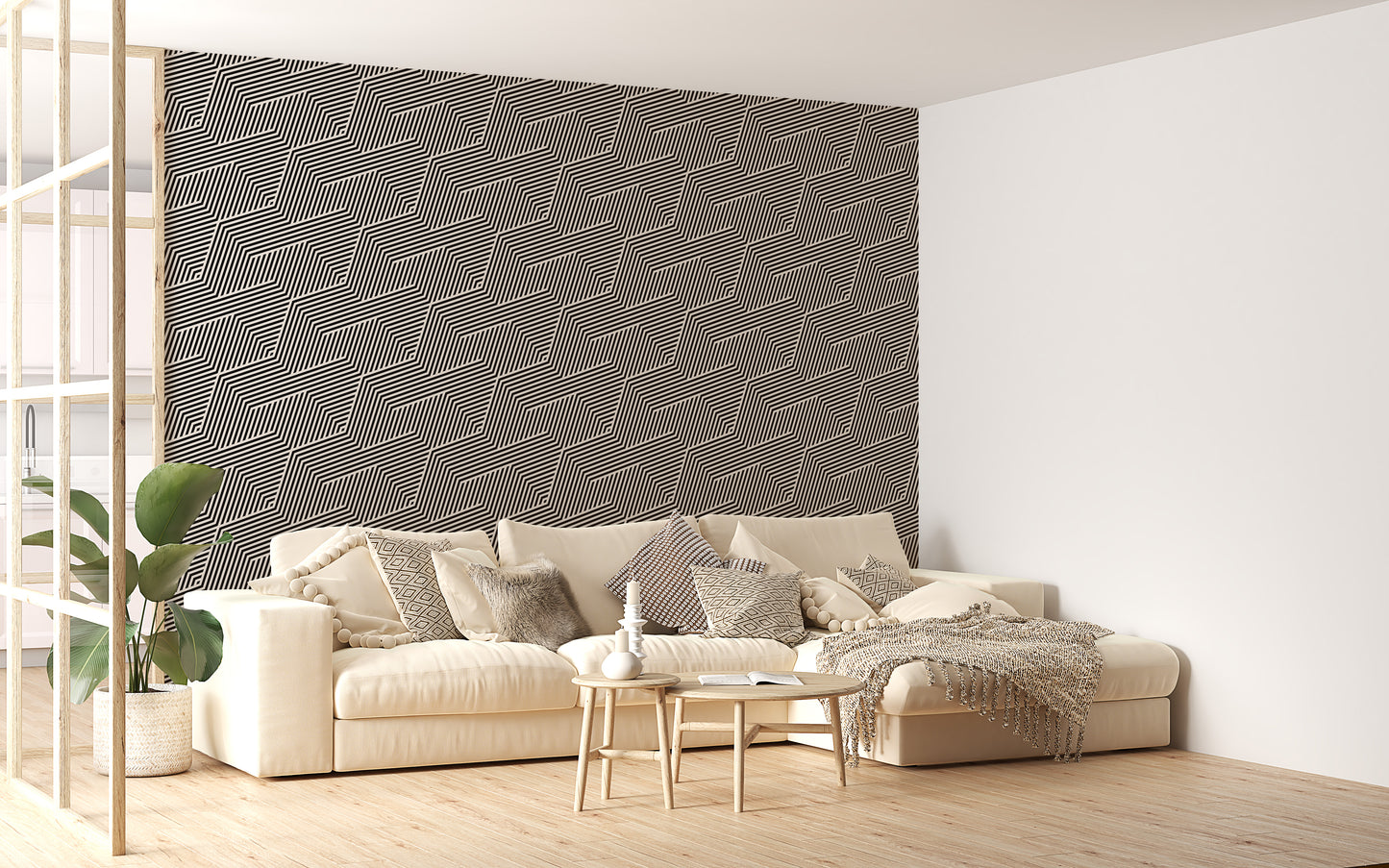 Black and White Zigzag Geometric Stripes Wallpaper