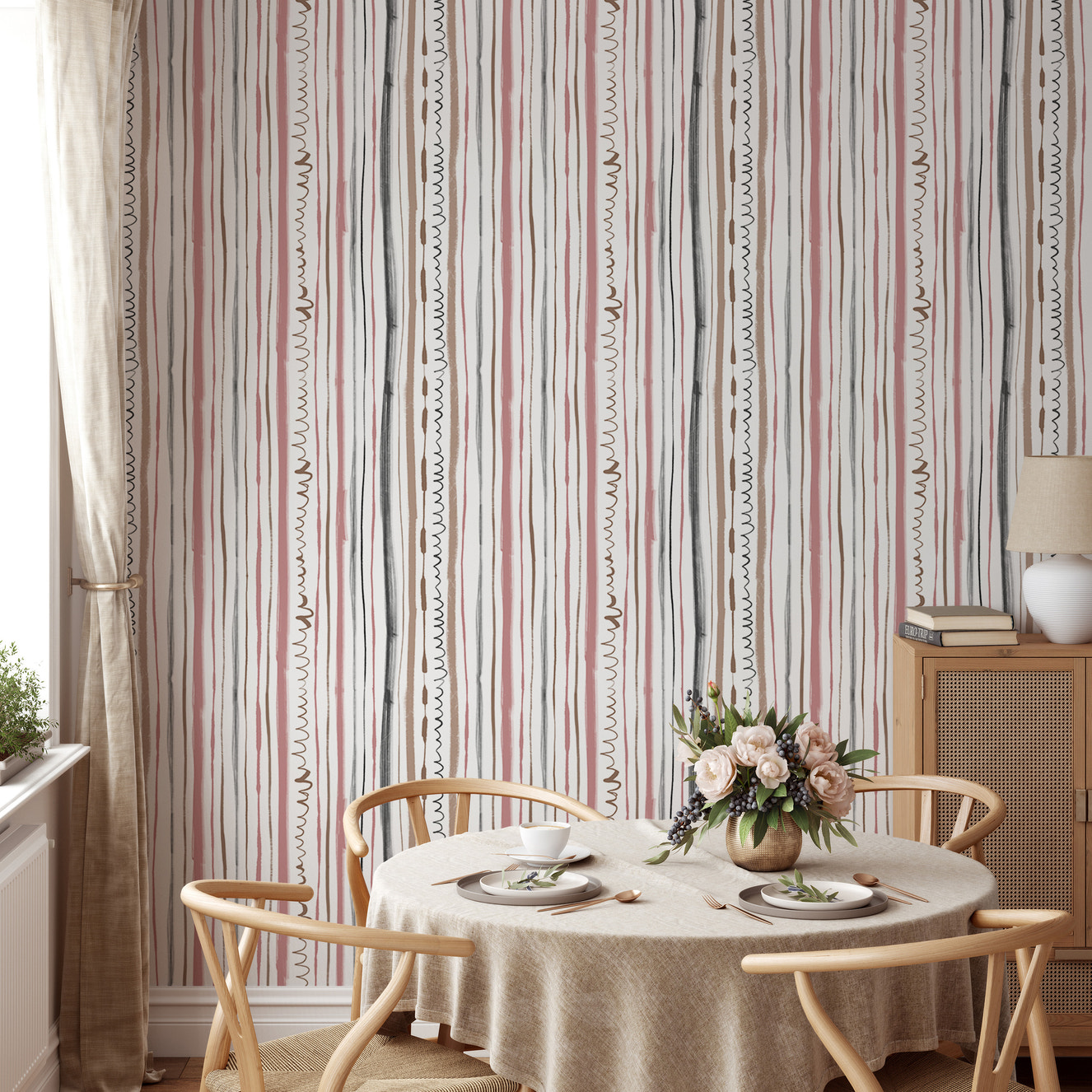 Pastel Color Lines and Thicknesses Design Wallpaper