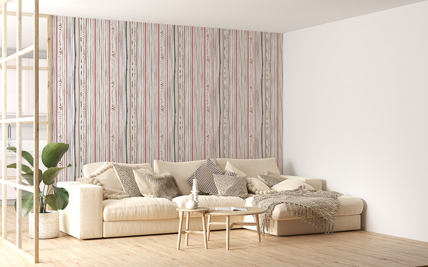 Pastel Color Lines and Thicknesses Design Wallpaper