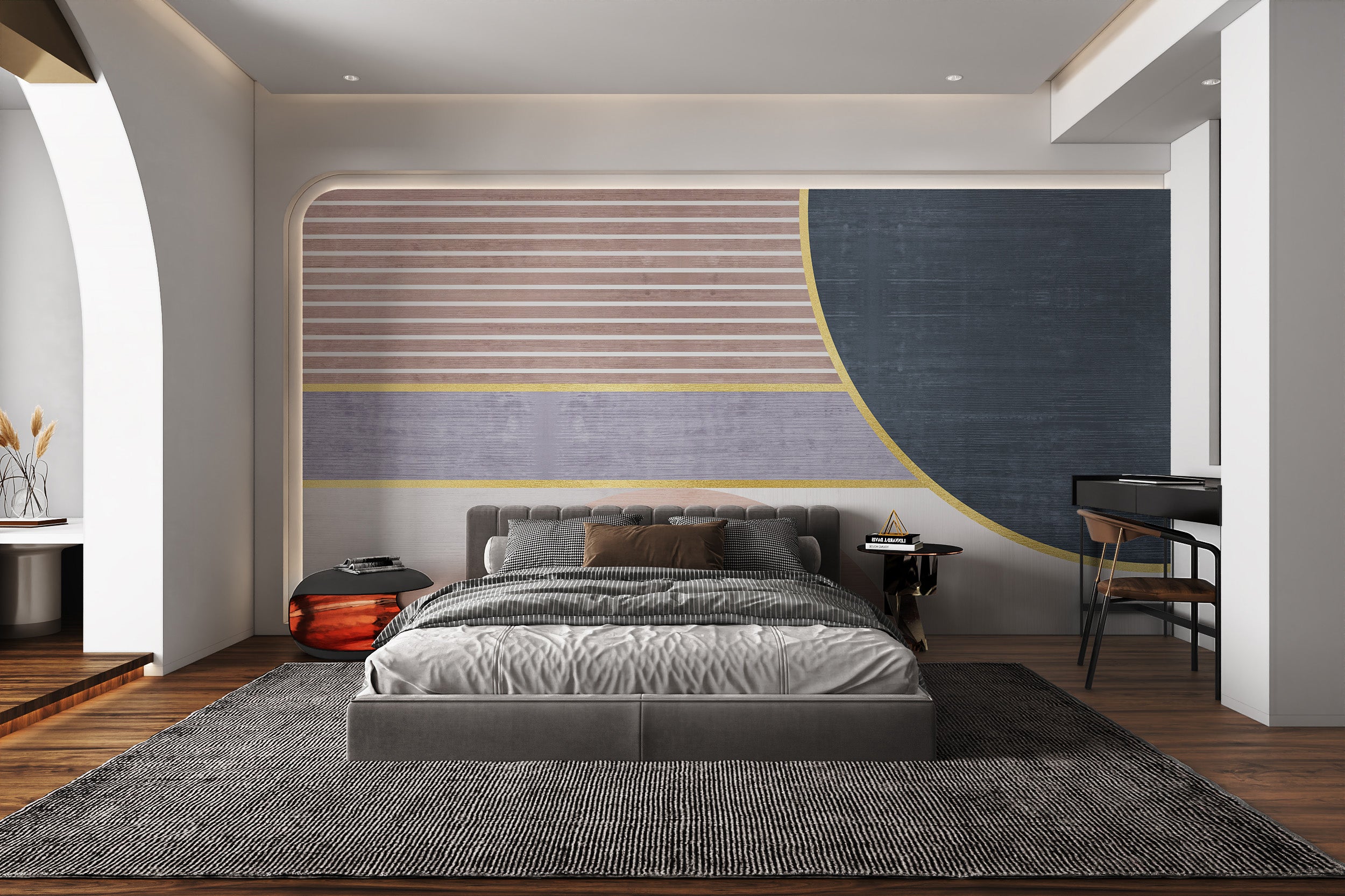 Artistic geometric wall mural design
