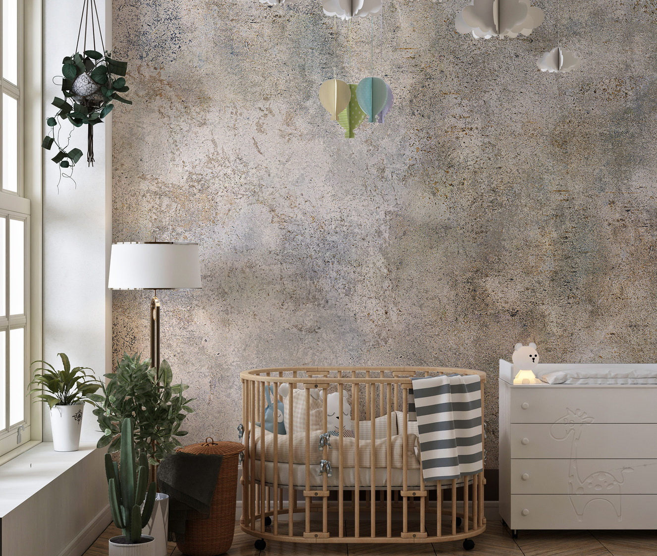 Rustic cement chic mural for modern decor
