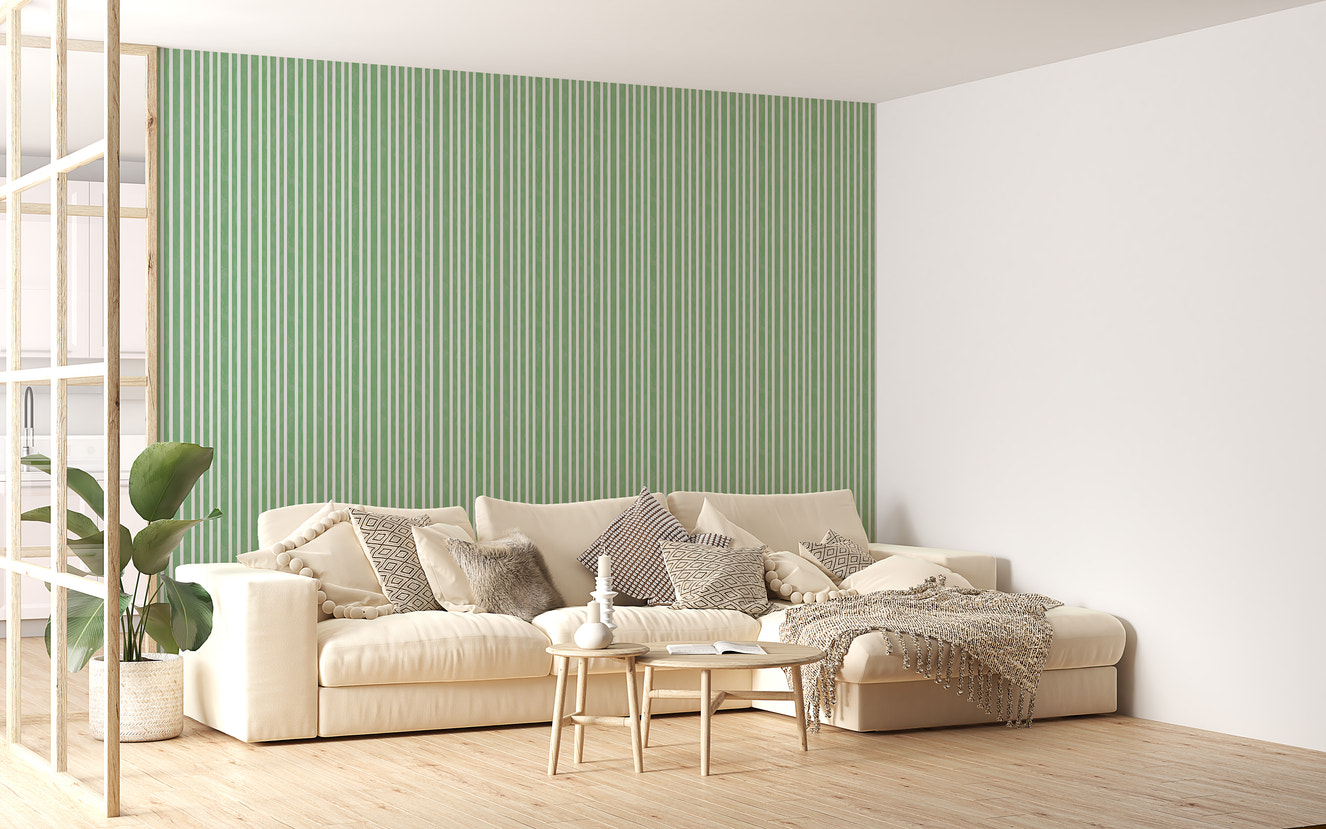 Vertical Watercolor Green Stripes Vintage Wallpaper