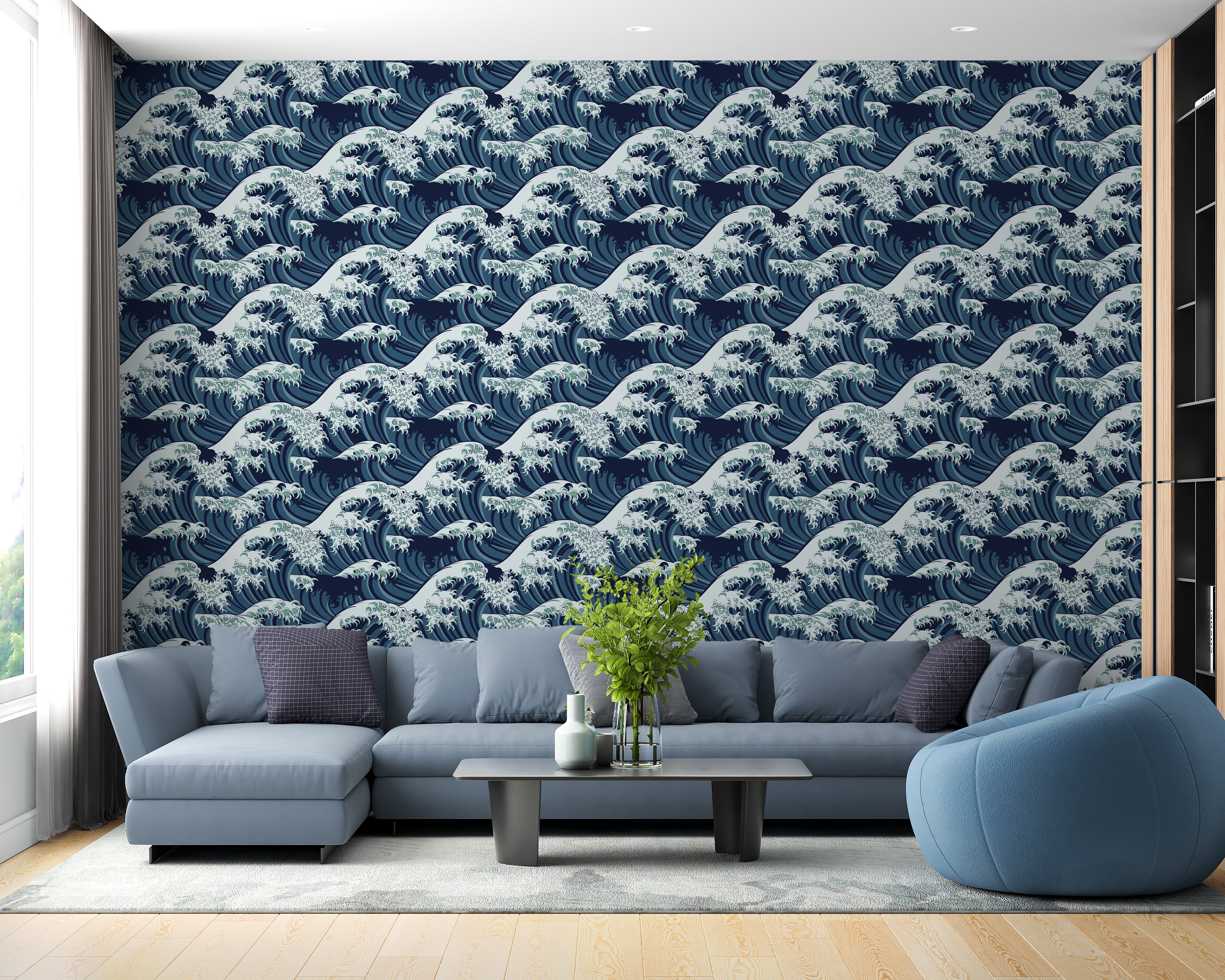 Classic Japanese wave wallpaper for homes
