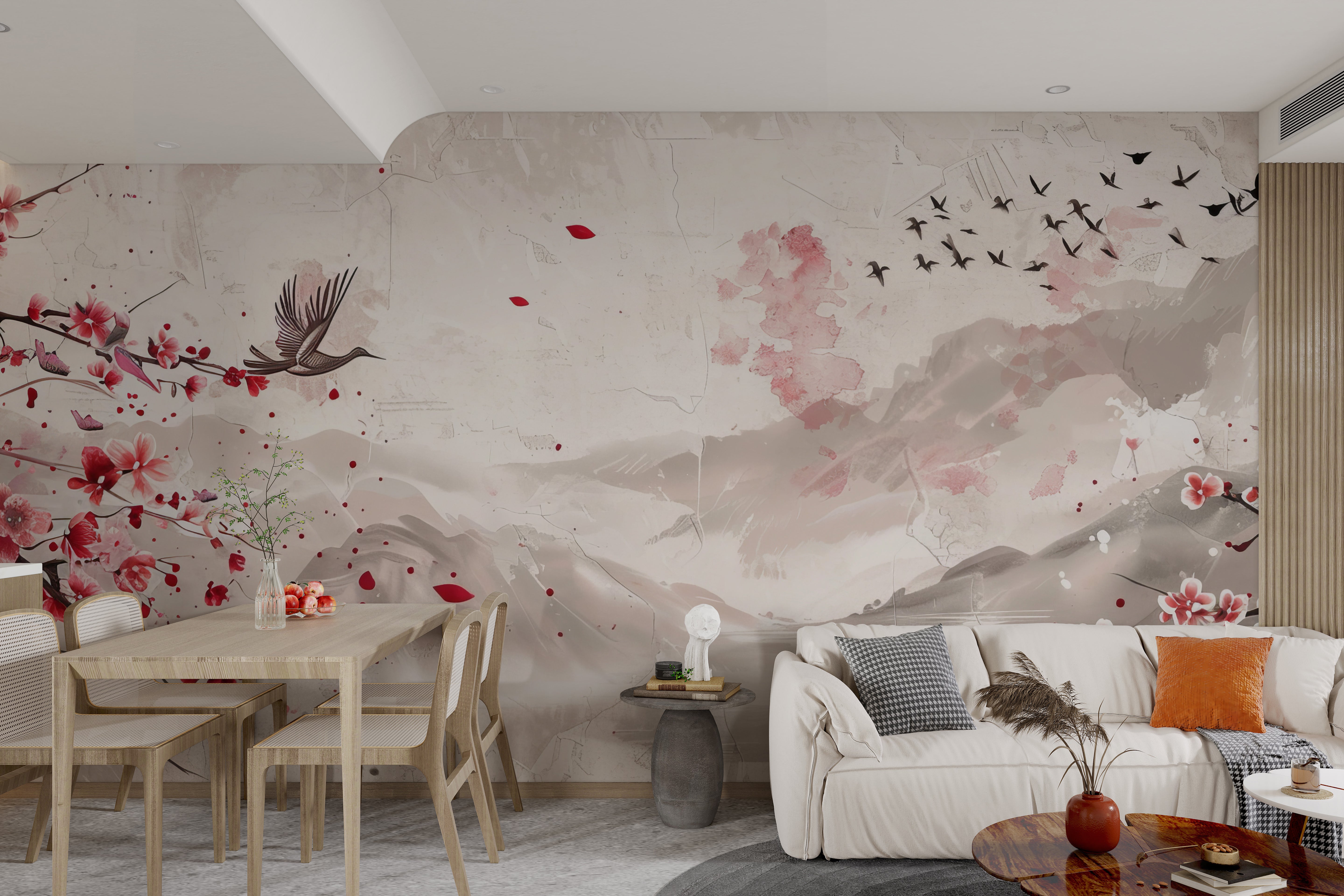 Delicate pink sakura wallpaper pattern
