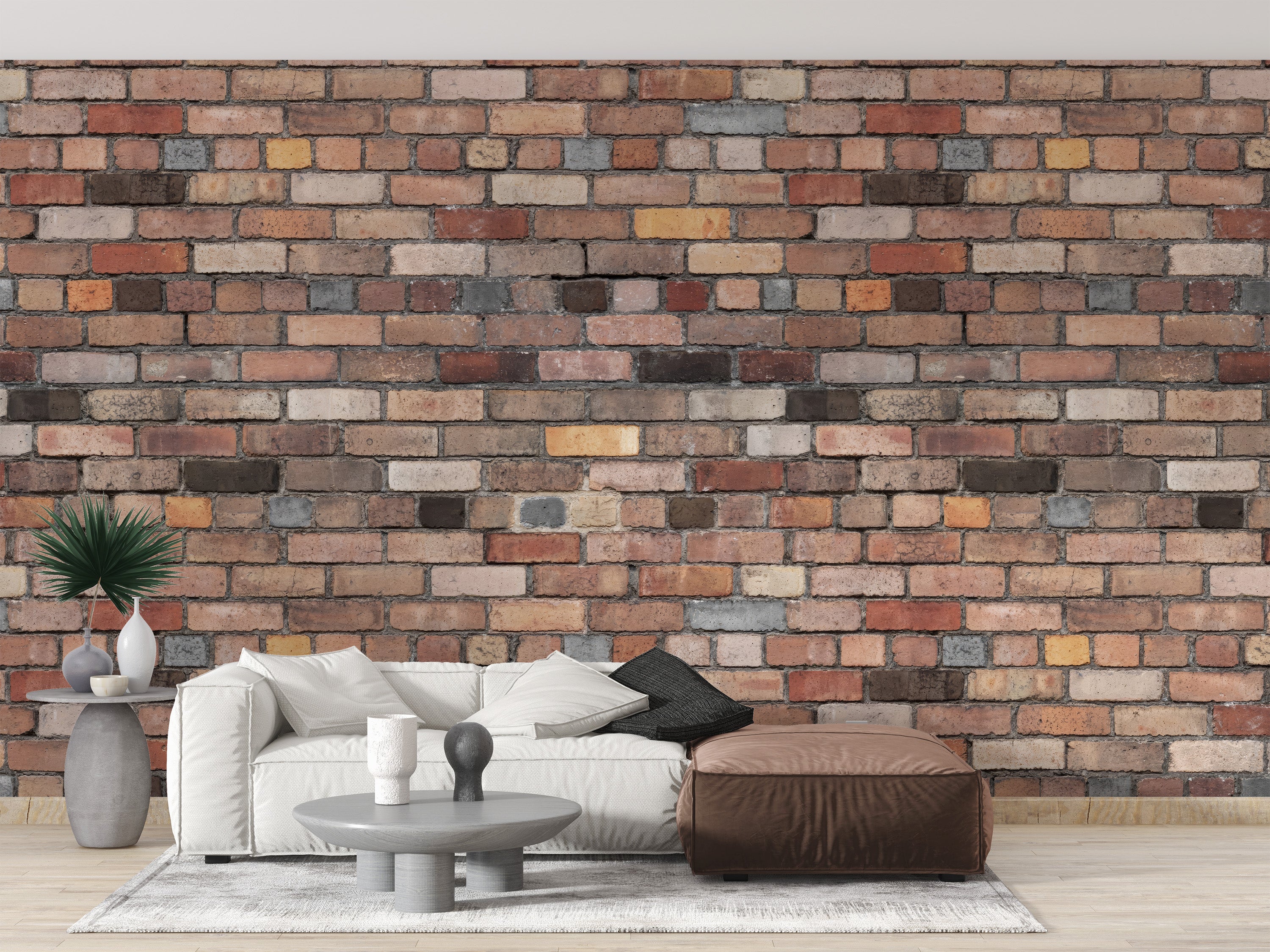 Temporary vintage brick wallpaper for cozy wall design