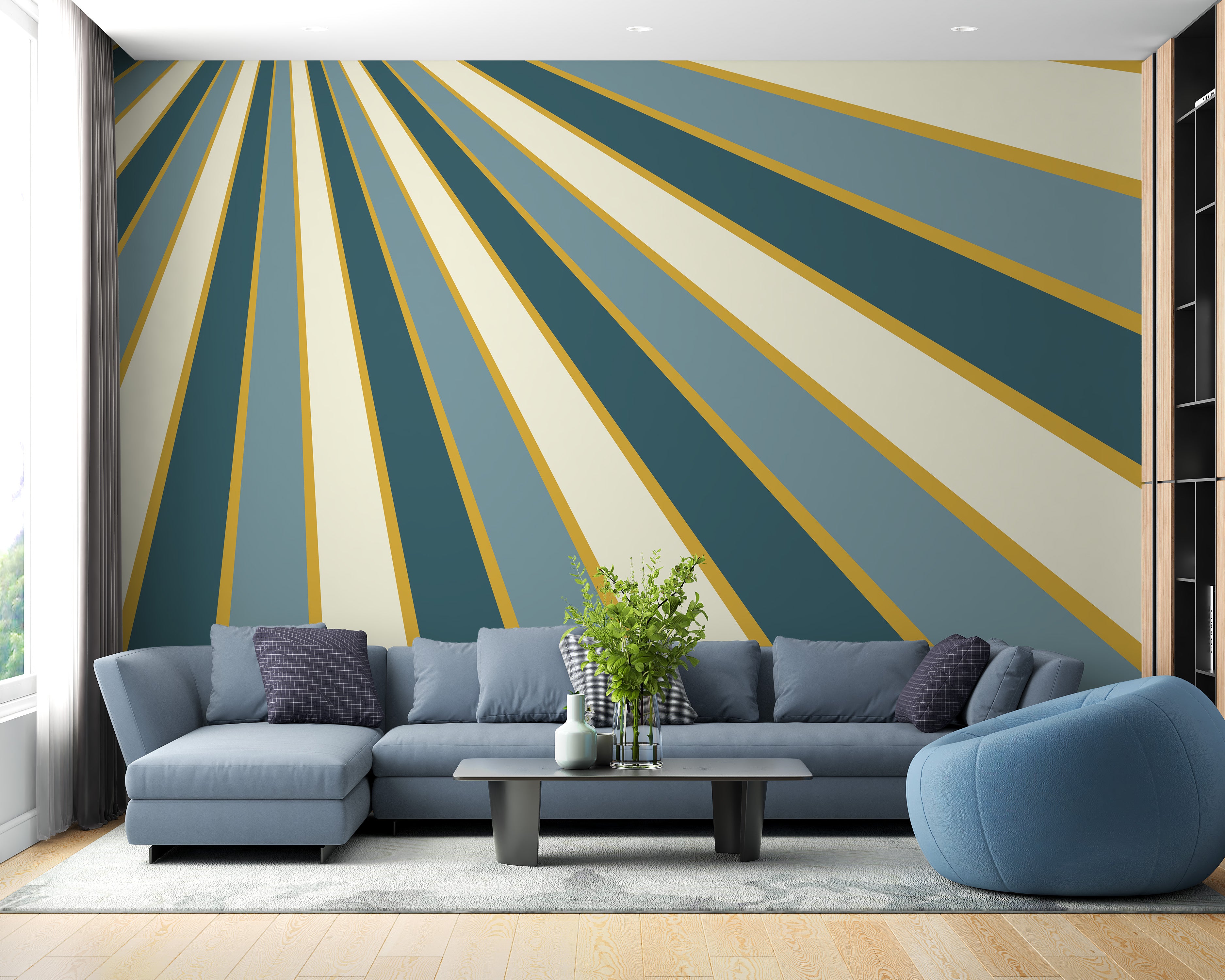 Bold abstract stripes mural wallpaper
