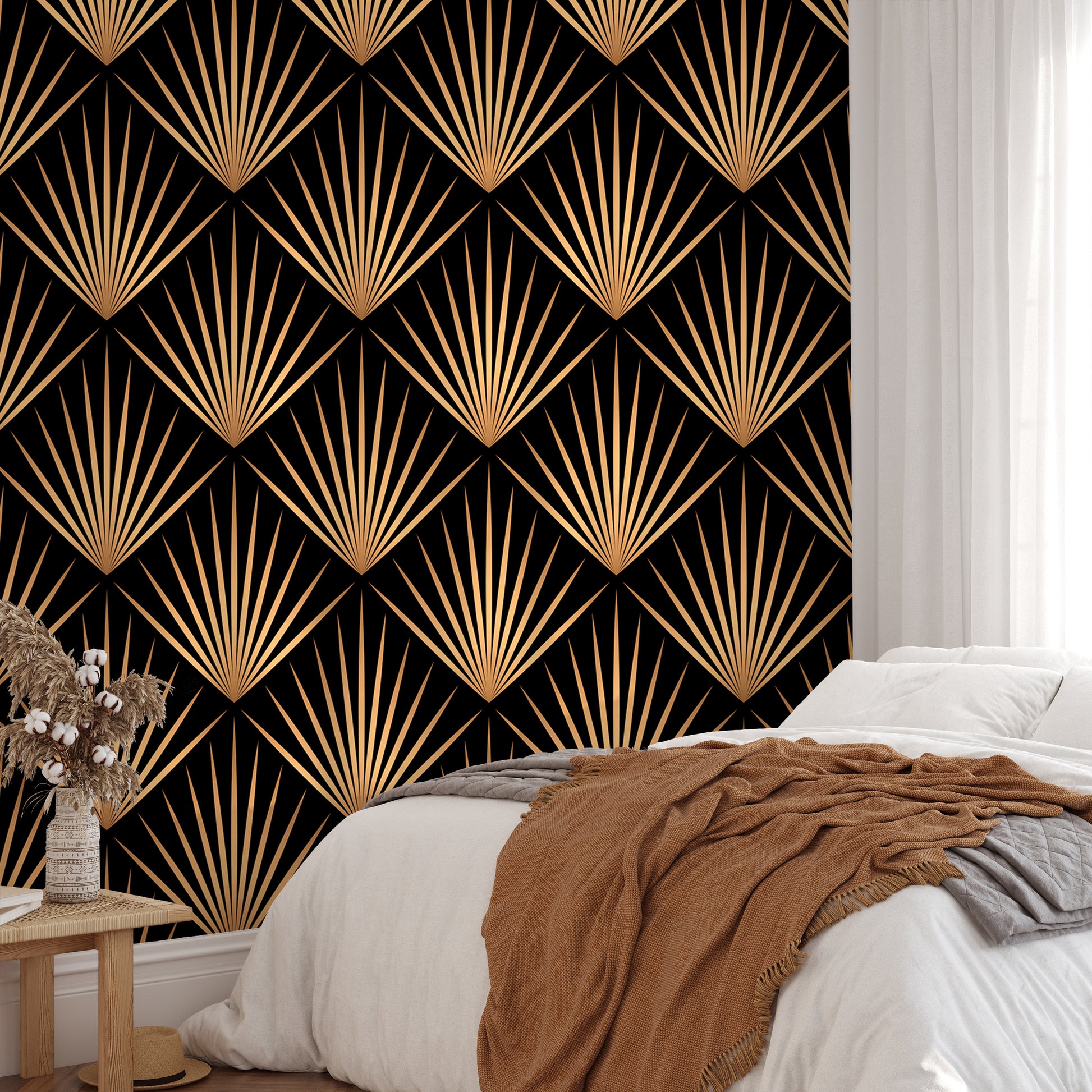 Minimalist trellis line Deco wall patterns.