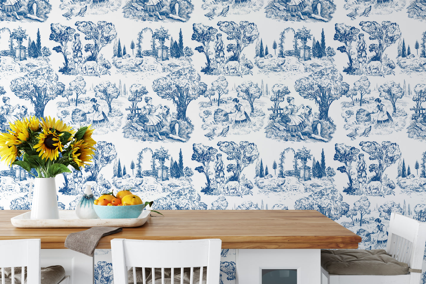 Toile De Jouy Illustration Nature Old French Wallpaper