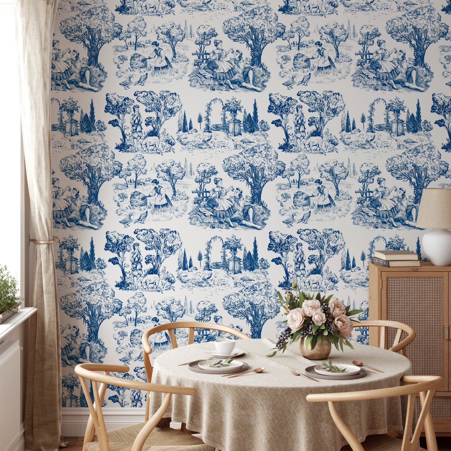 Toile De Jouy Illustration Nature Old French Wallpaper