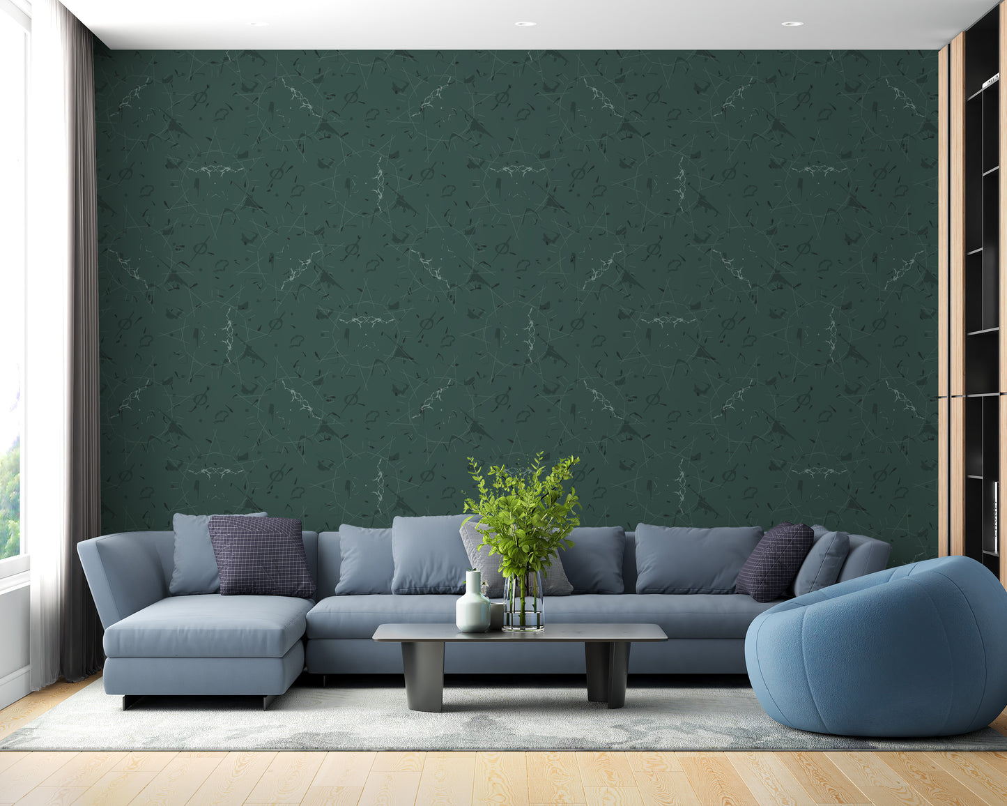 Elegant green repeat wallpaper mural
