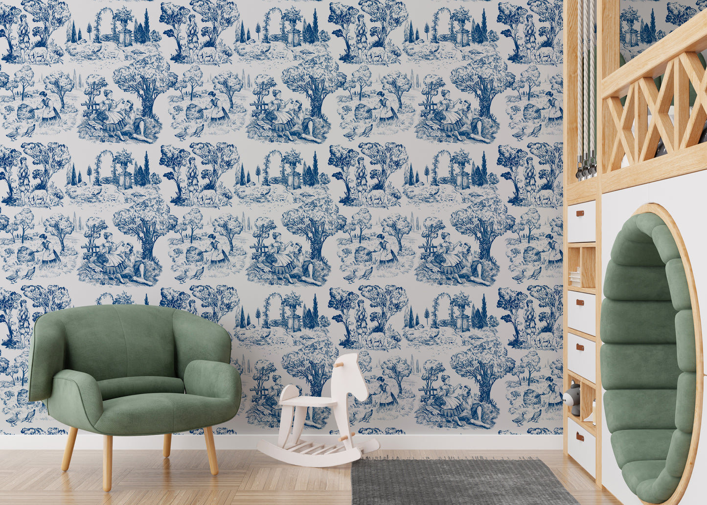 Toile De Jouy Illustration Nature Old French Wallpaper