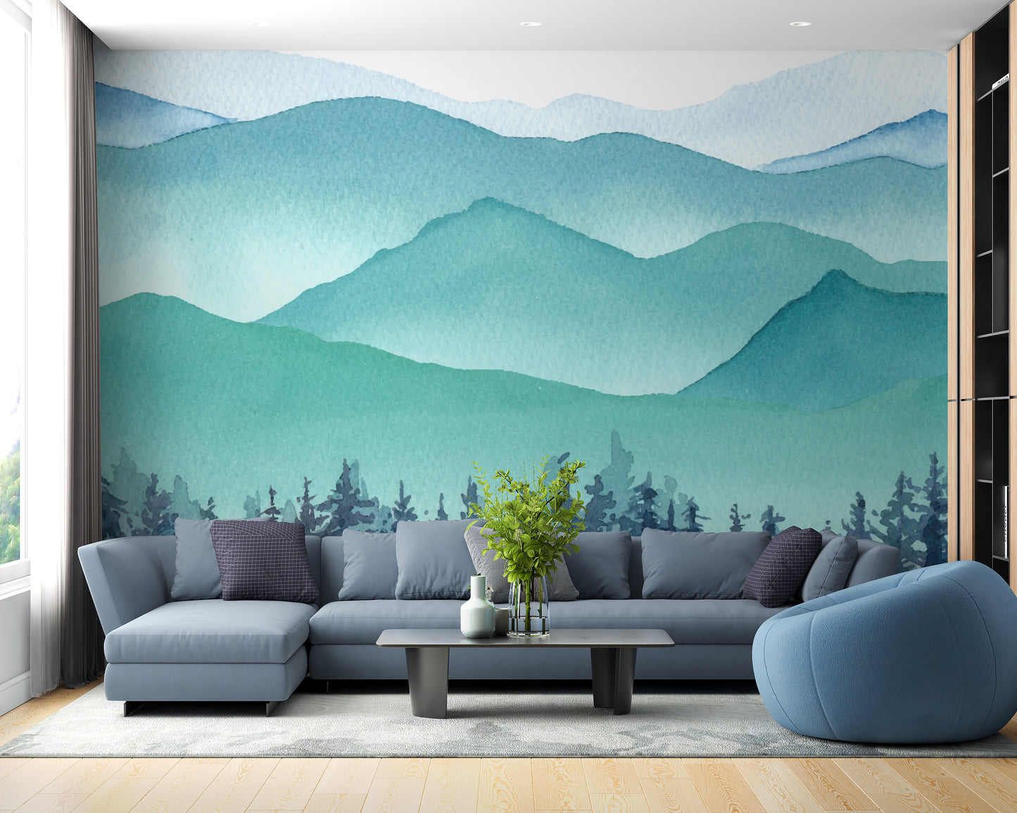 Frozen-themed watercolor mural wallpaper



