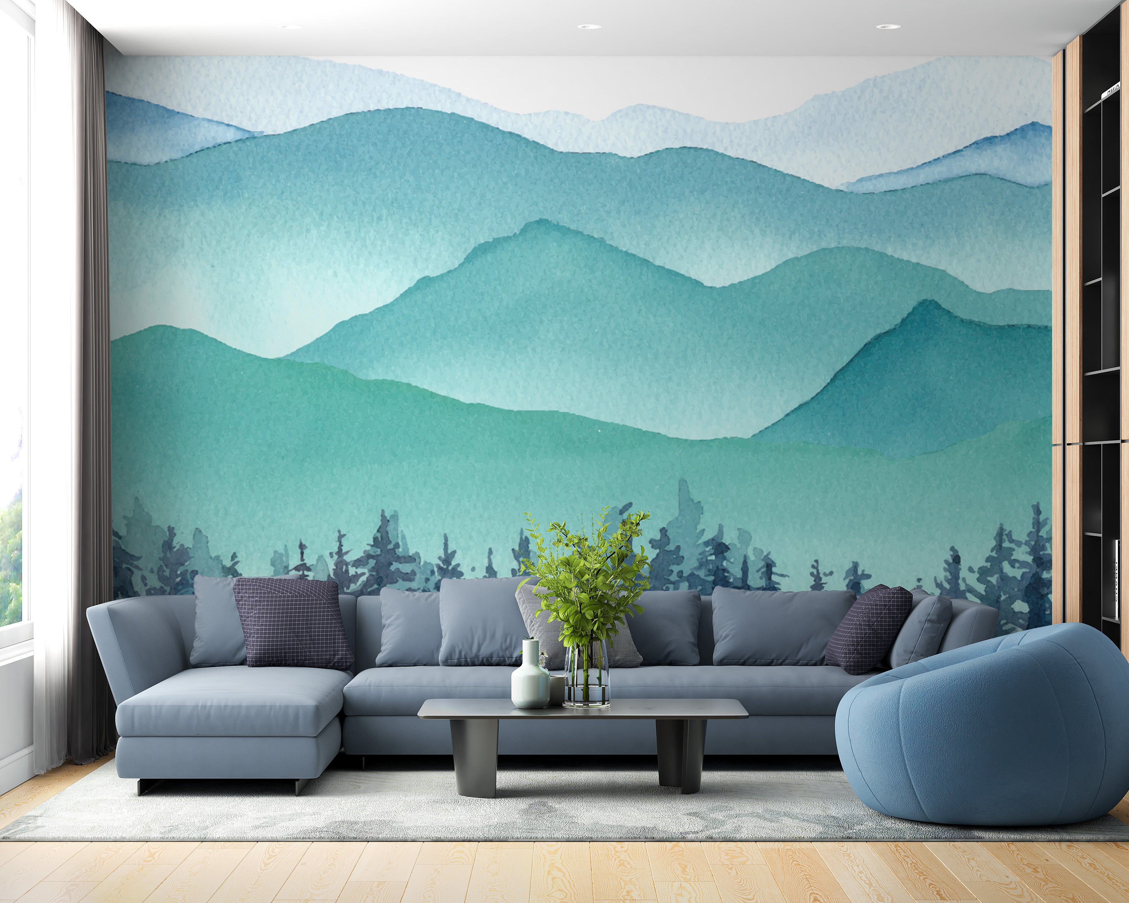 Frozen-themed watercolor mural wallpaper



