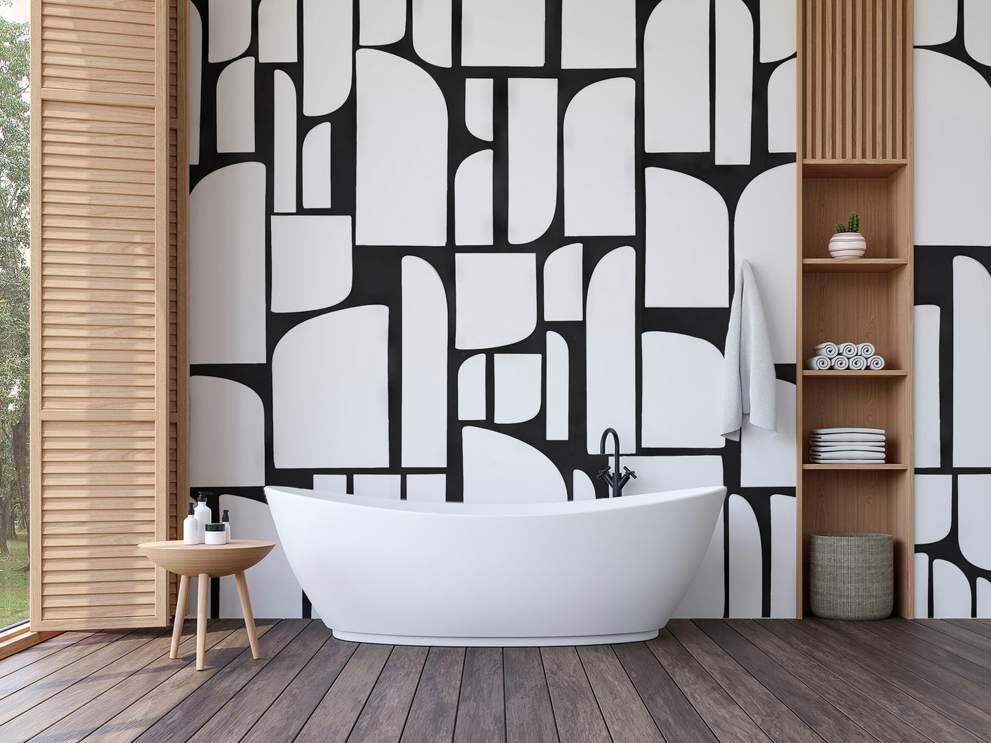 Monochrome Arches Design Wall Mural