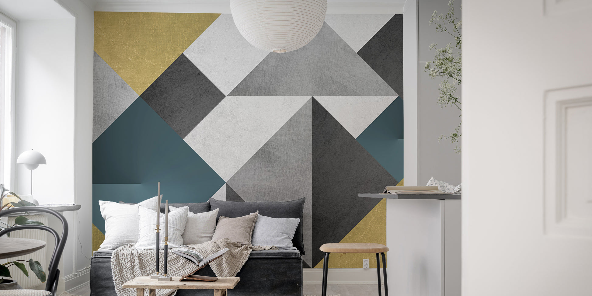 Multicolor Geometric Triangle Wallpaper for Bedrooms