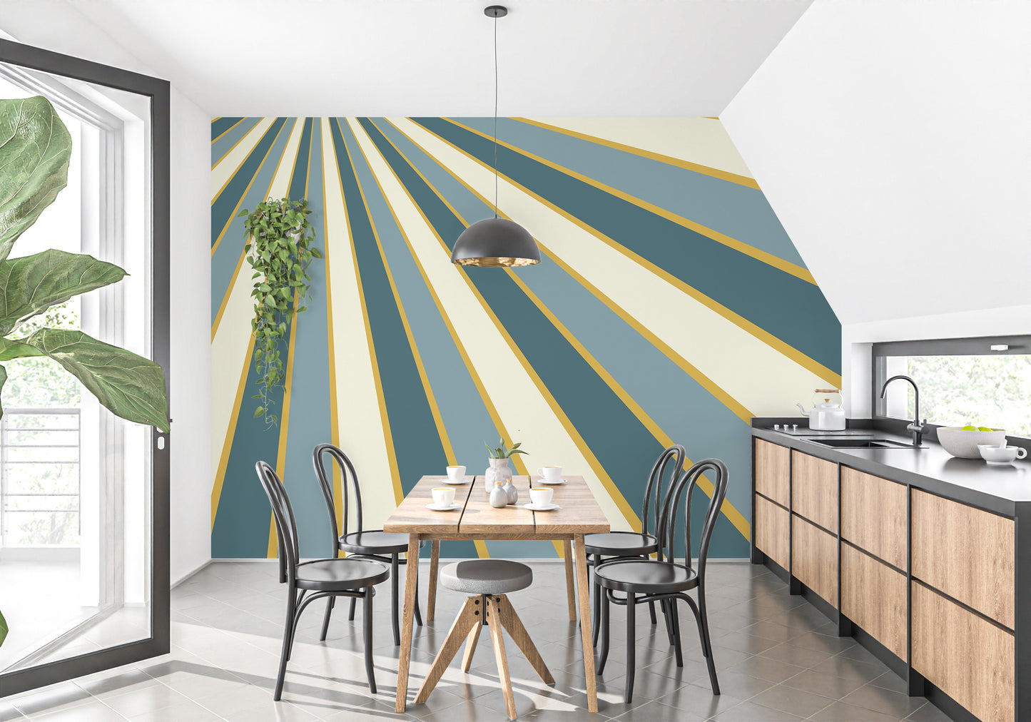 Subtle striped abstract wallpaper mural
