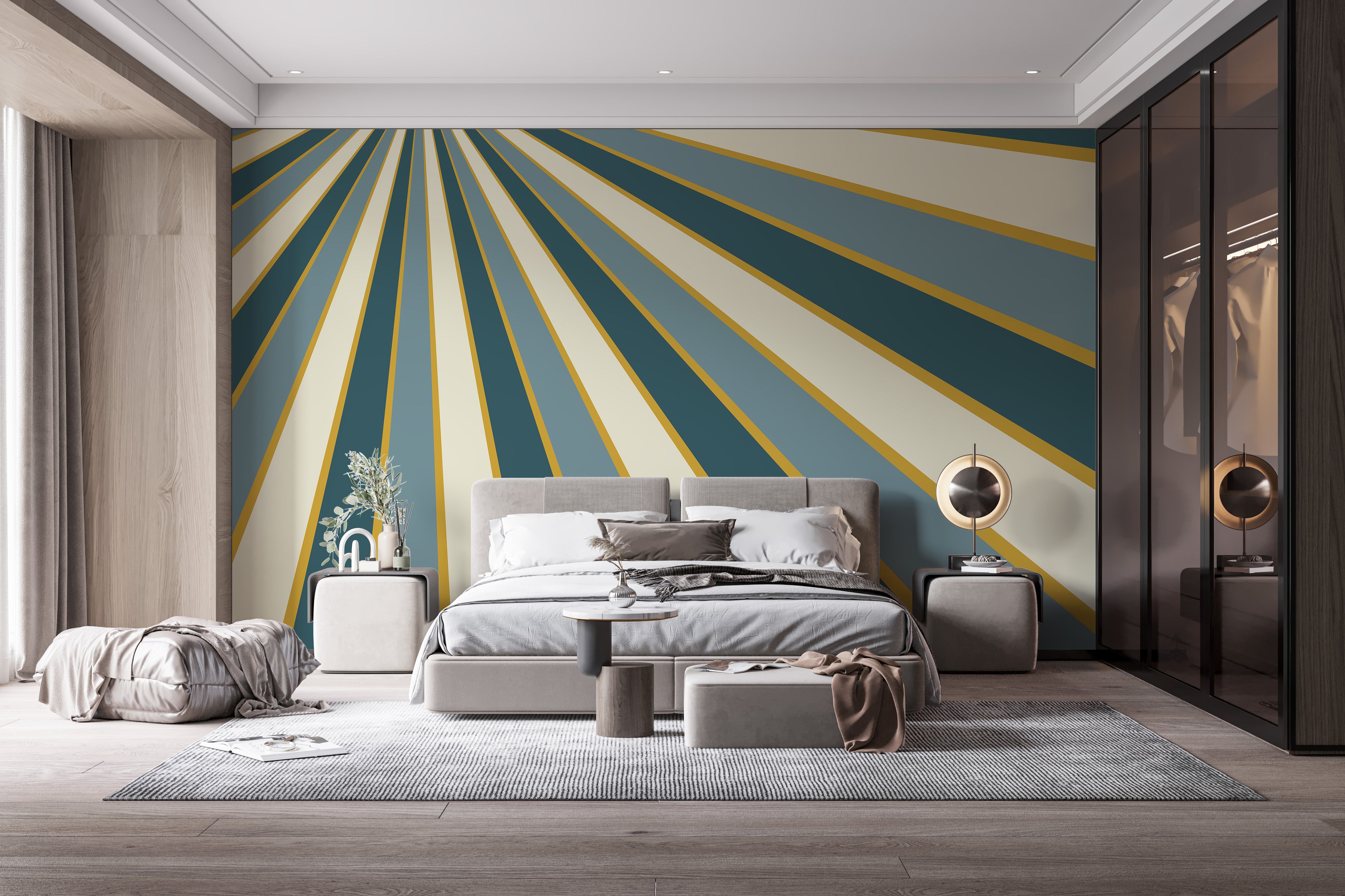 Contemporary striped pattern mural wallpaper
