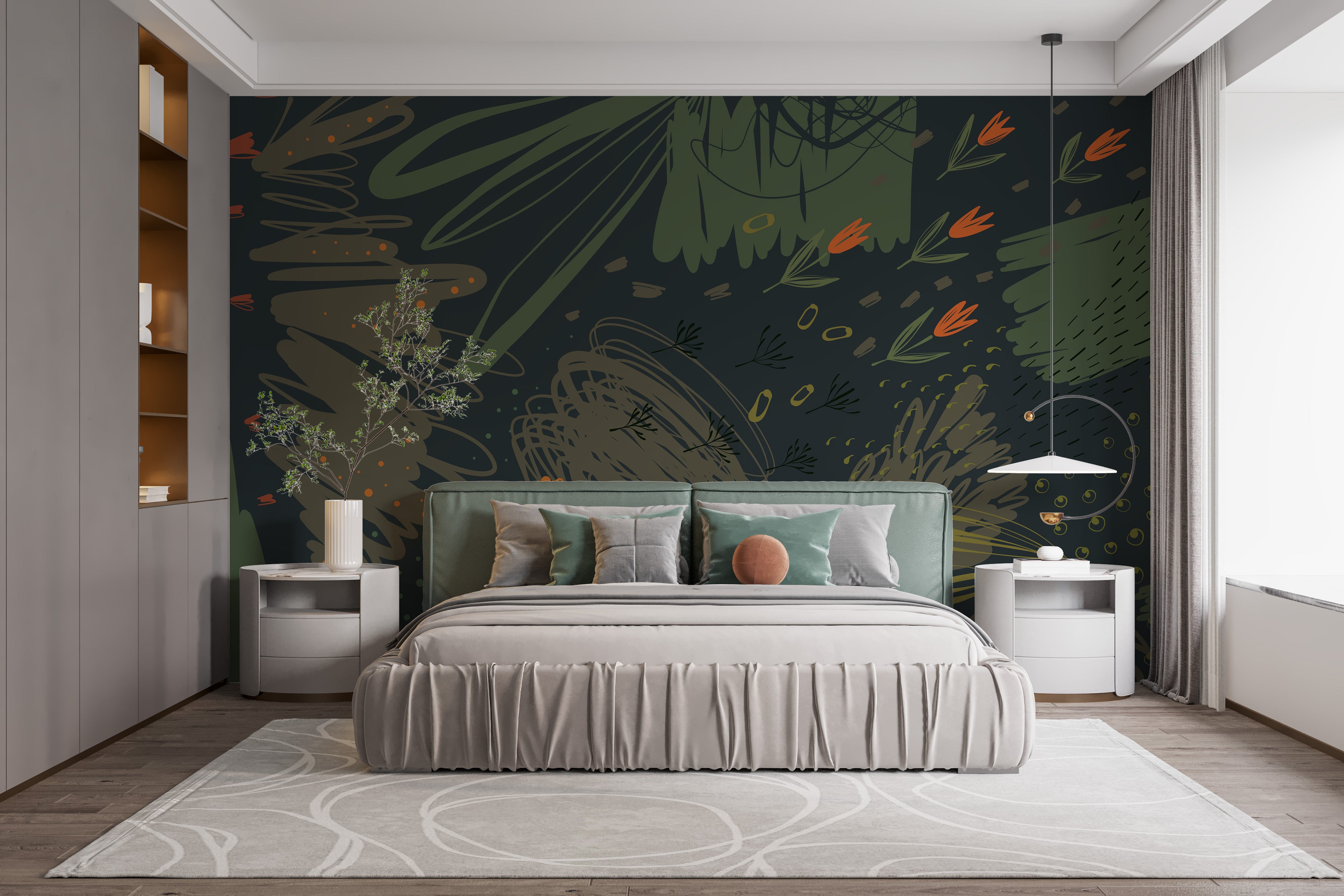 Contemporary green mural design
