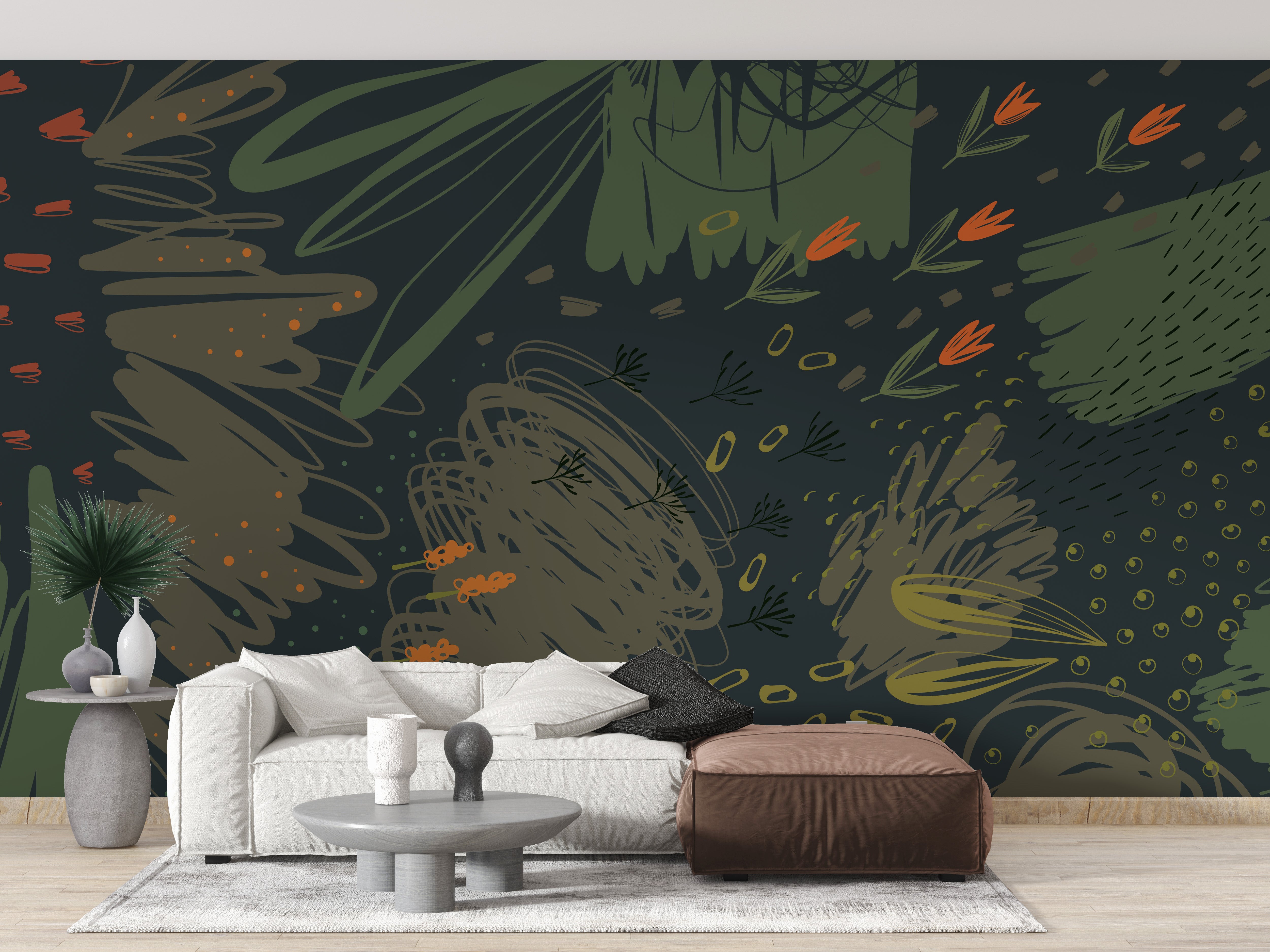 Abstract mural with green tones
