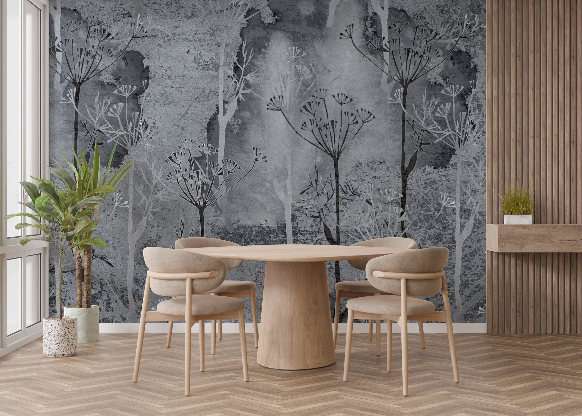 Gray sepia tree wall mural
