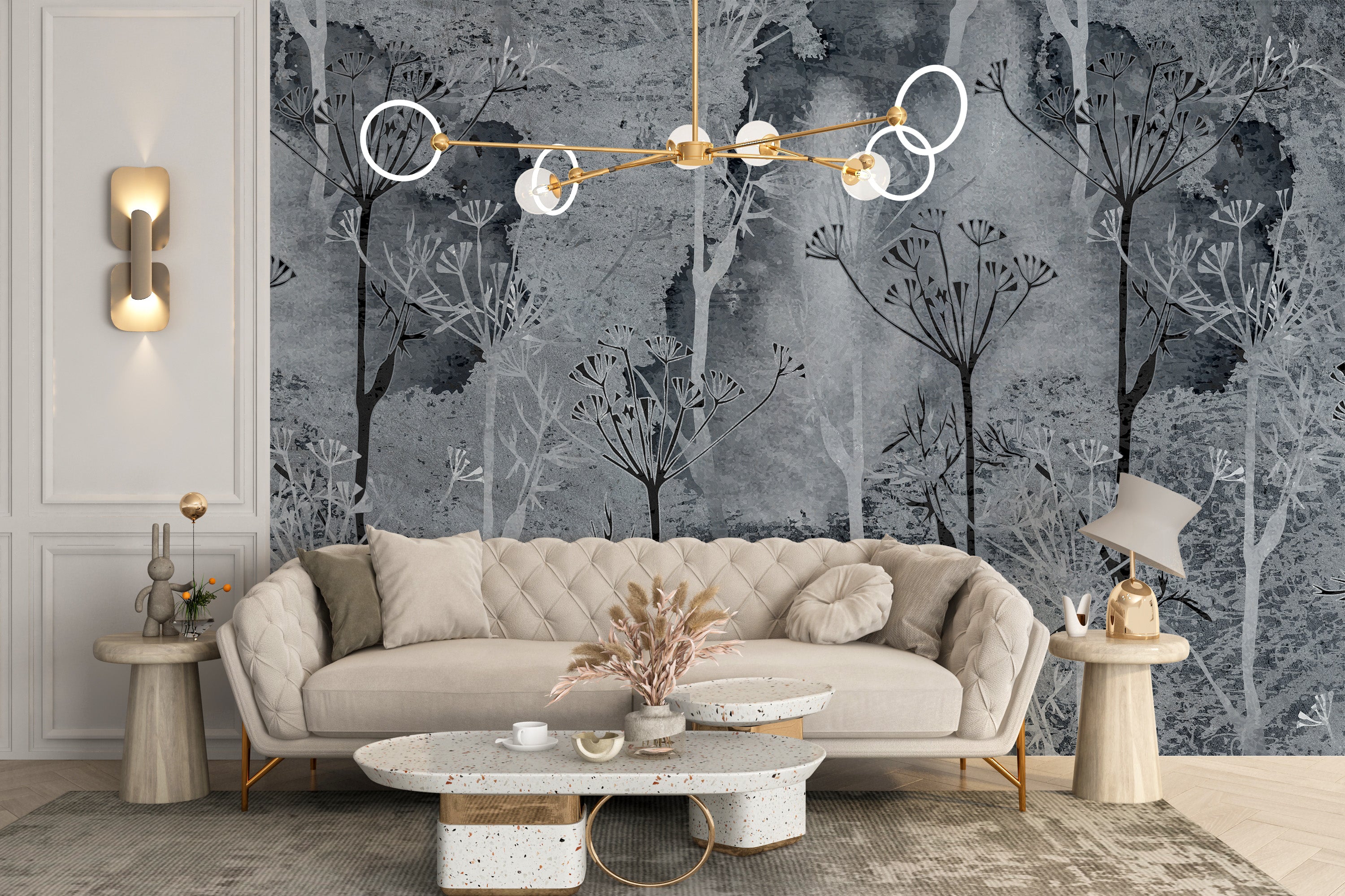 Gray forest wall design
