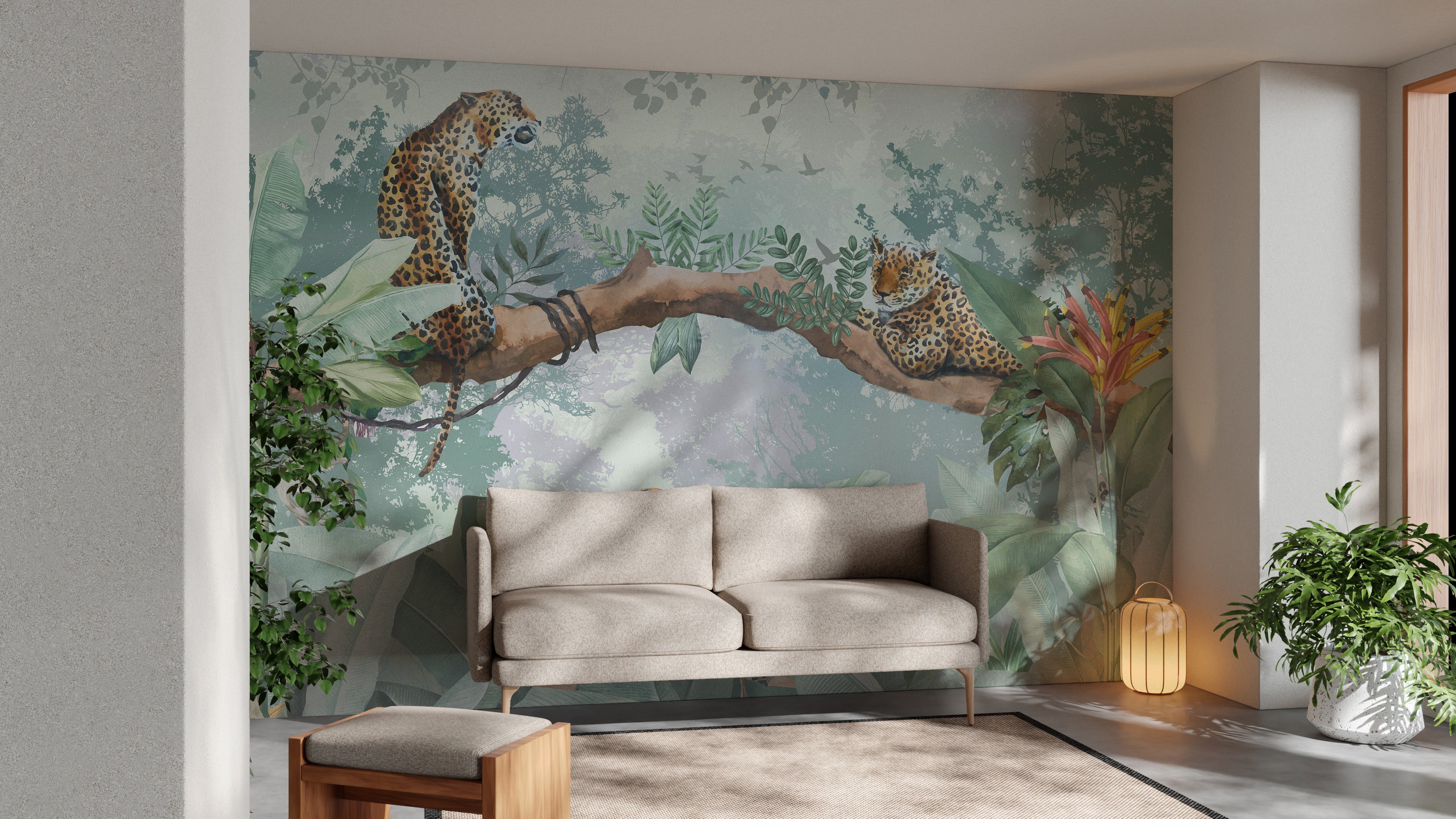 Leopard jungle mural
