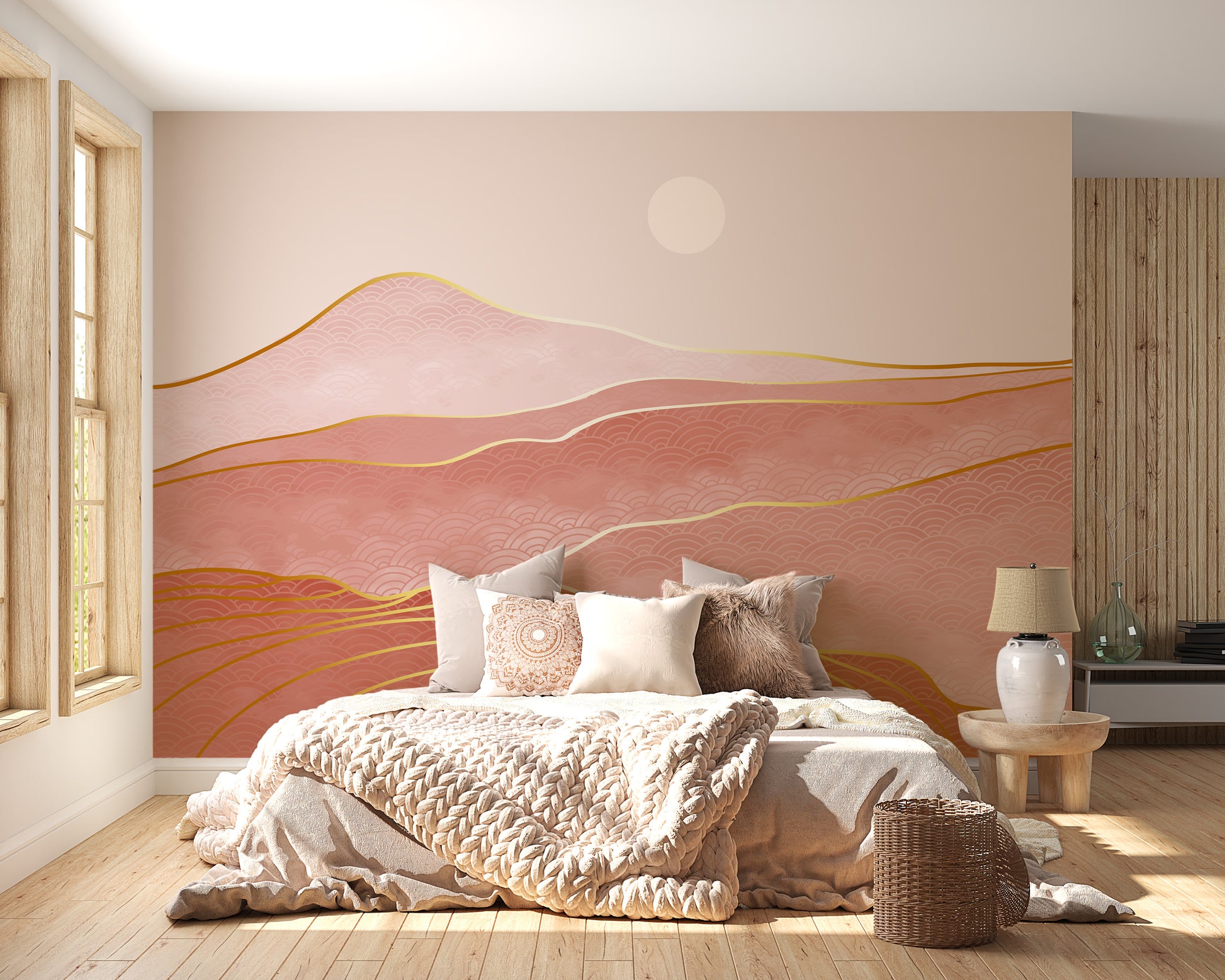 Pink & gold wall design
