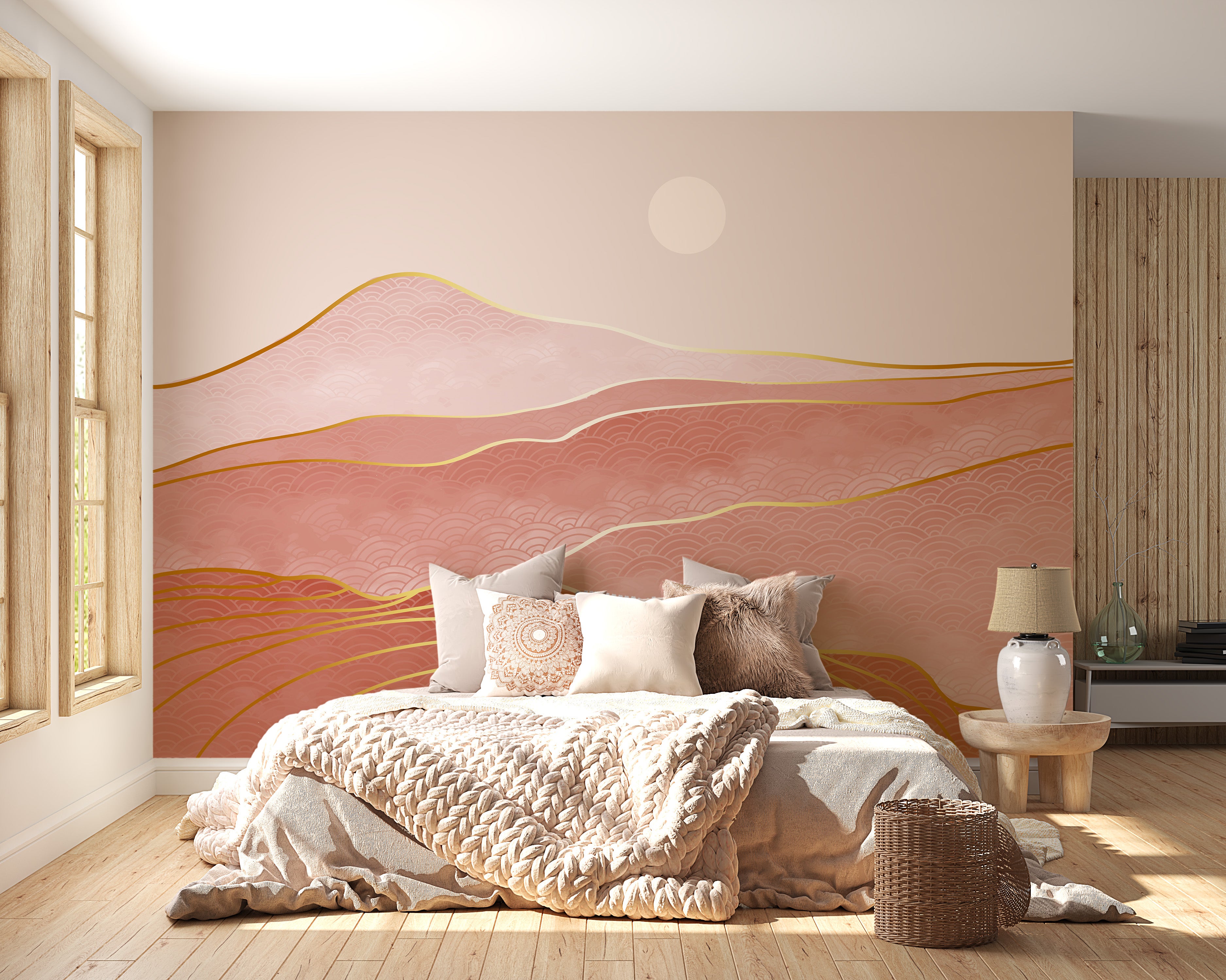 Pink & gold wall design
