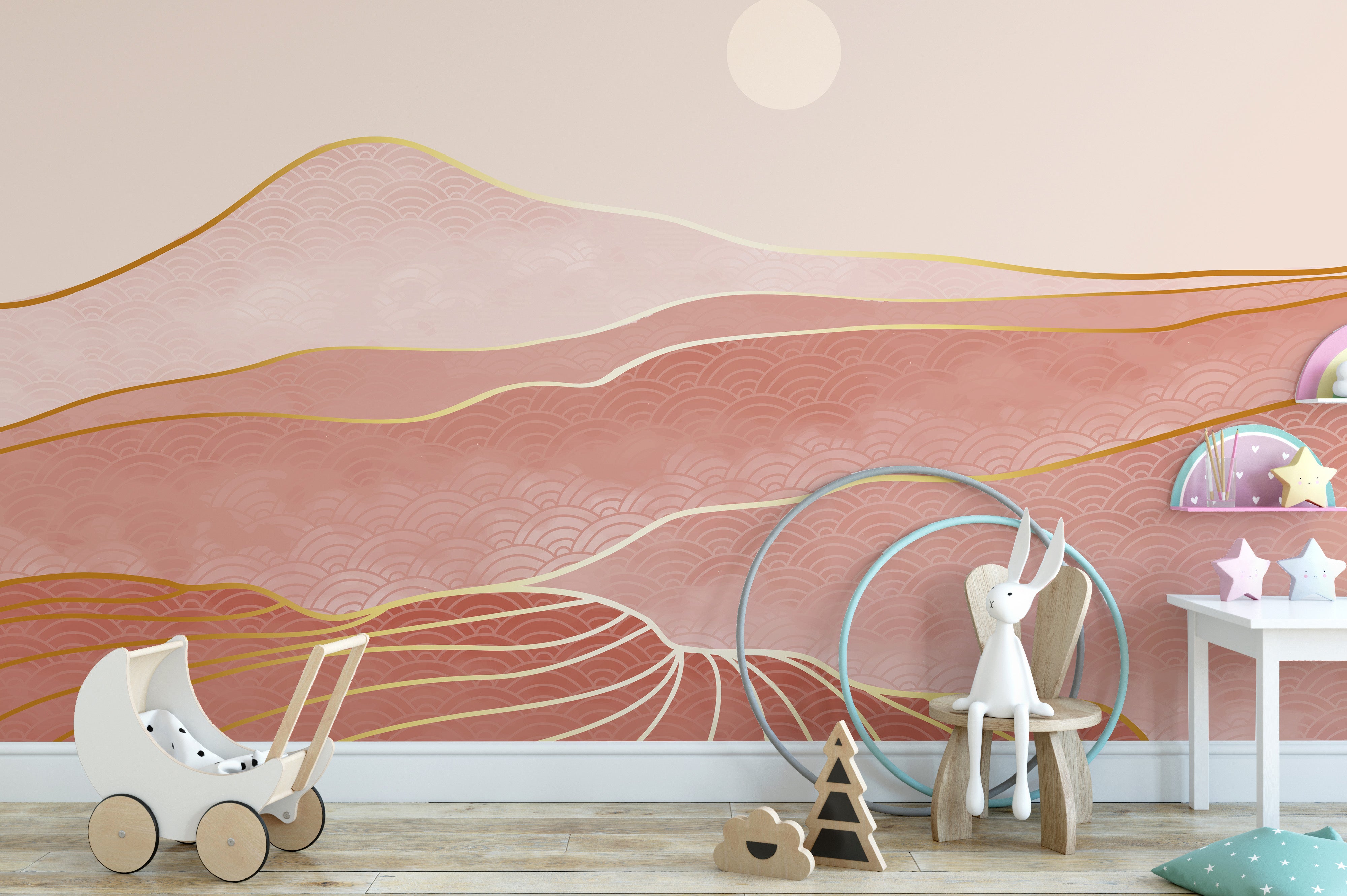 Blush mountain wall mural
