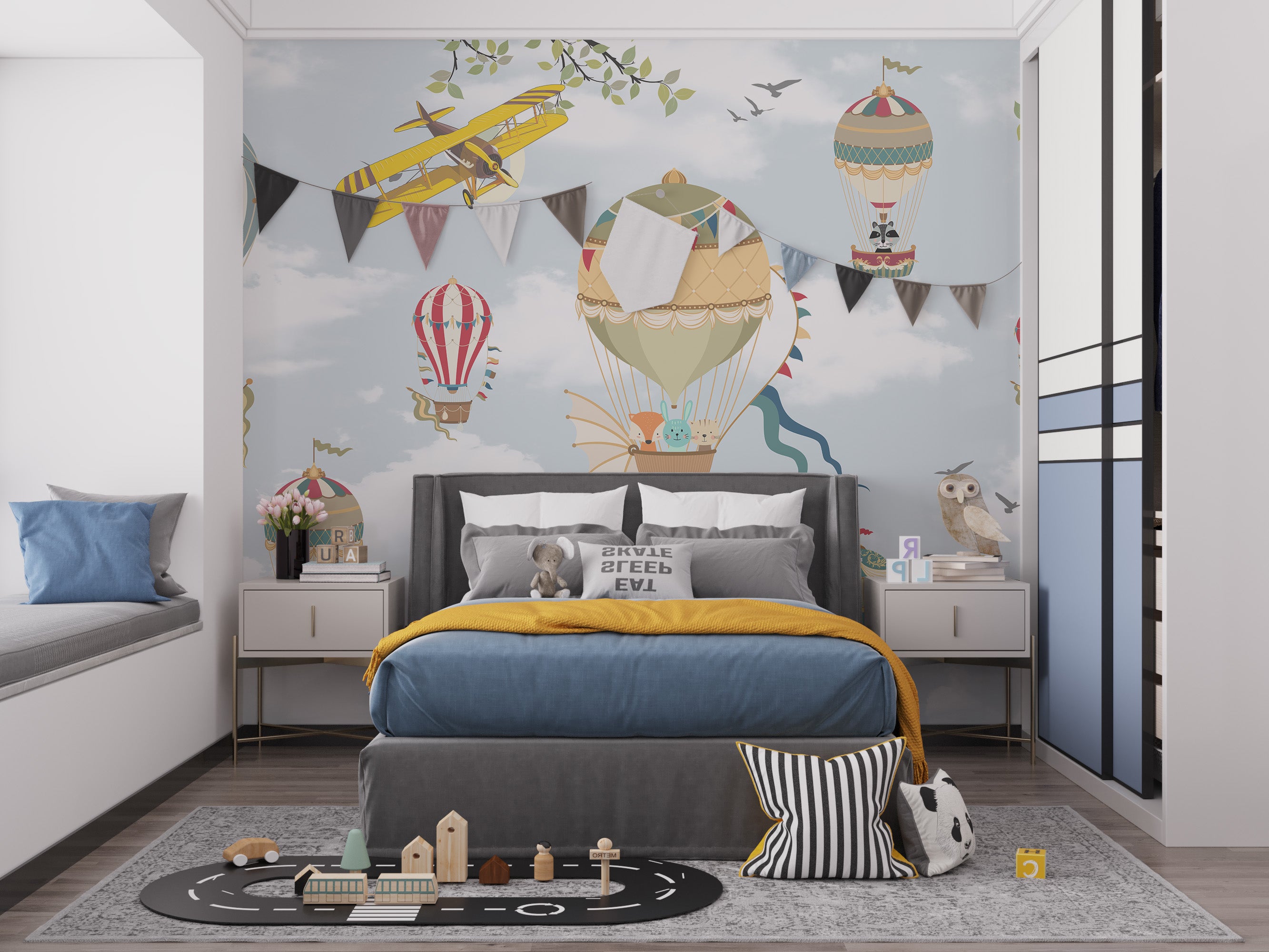 Balloon themed kids mural
