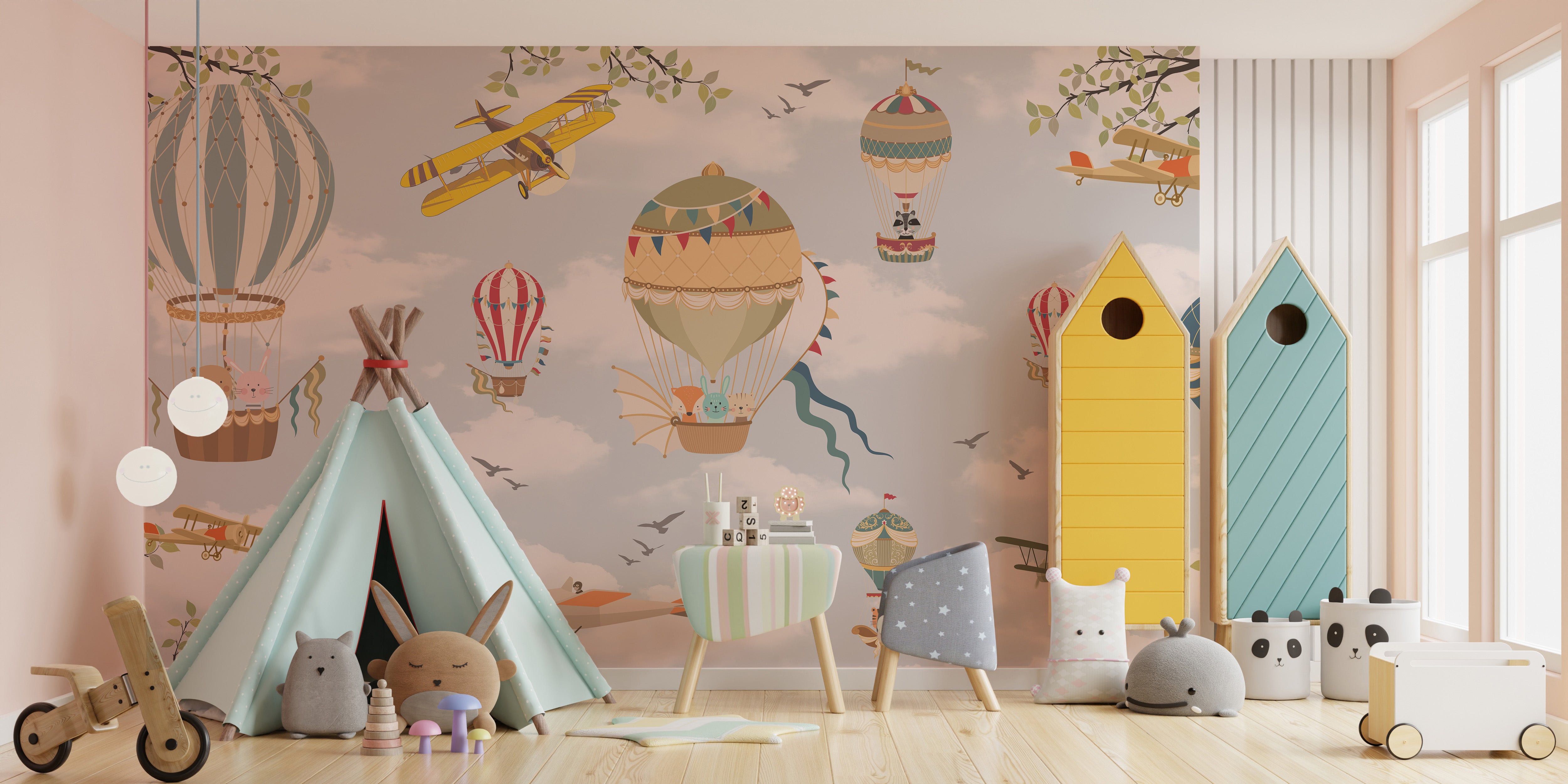 Playful balloon mural design
