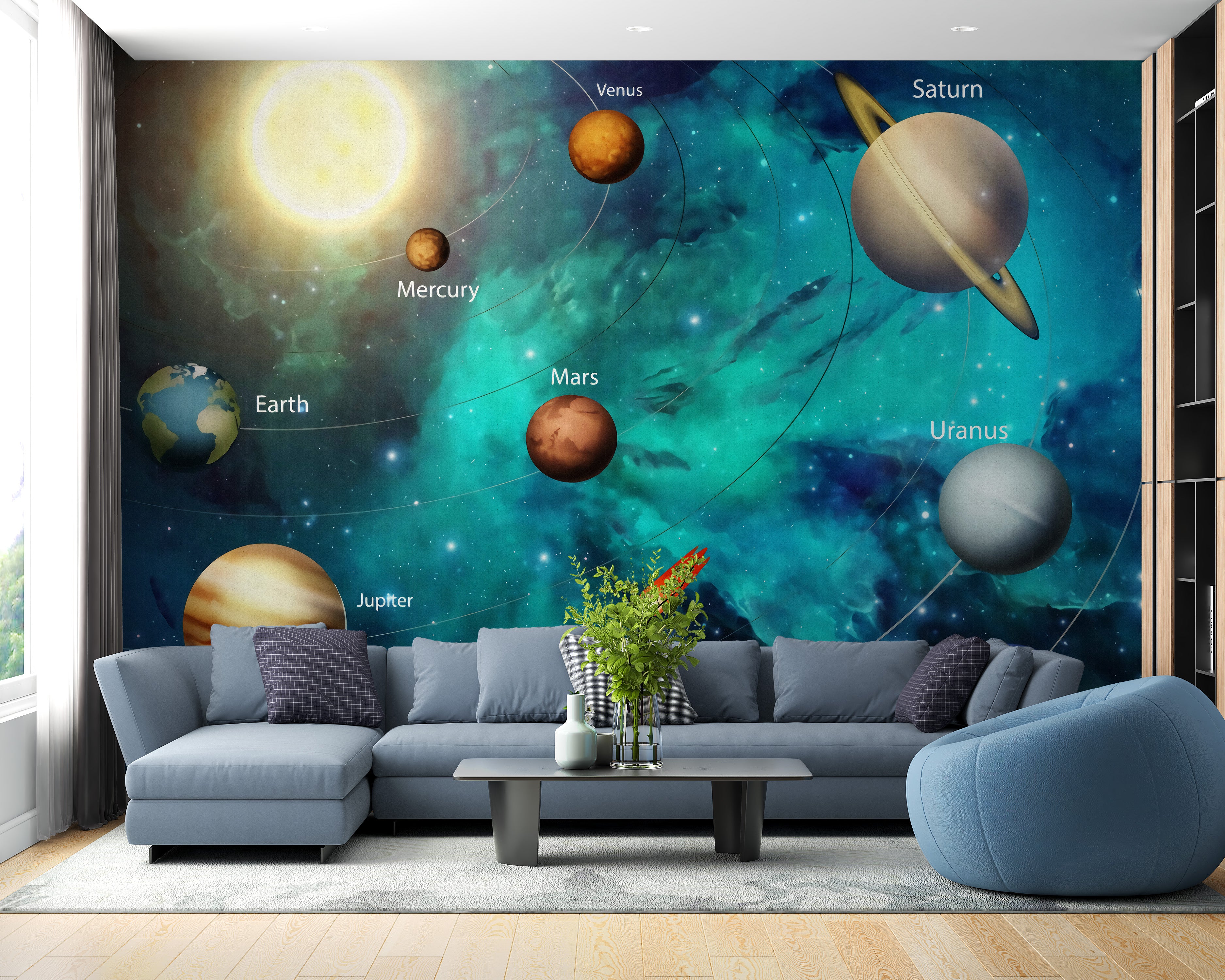 Space themed wall design
