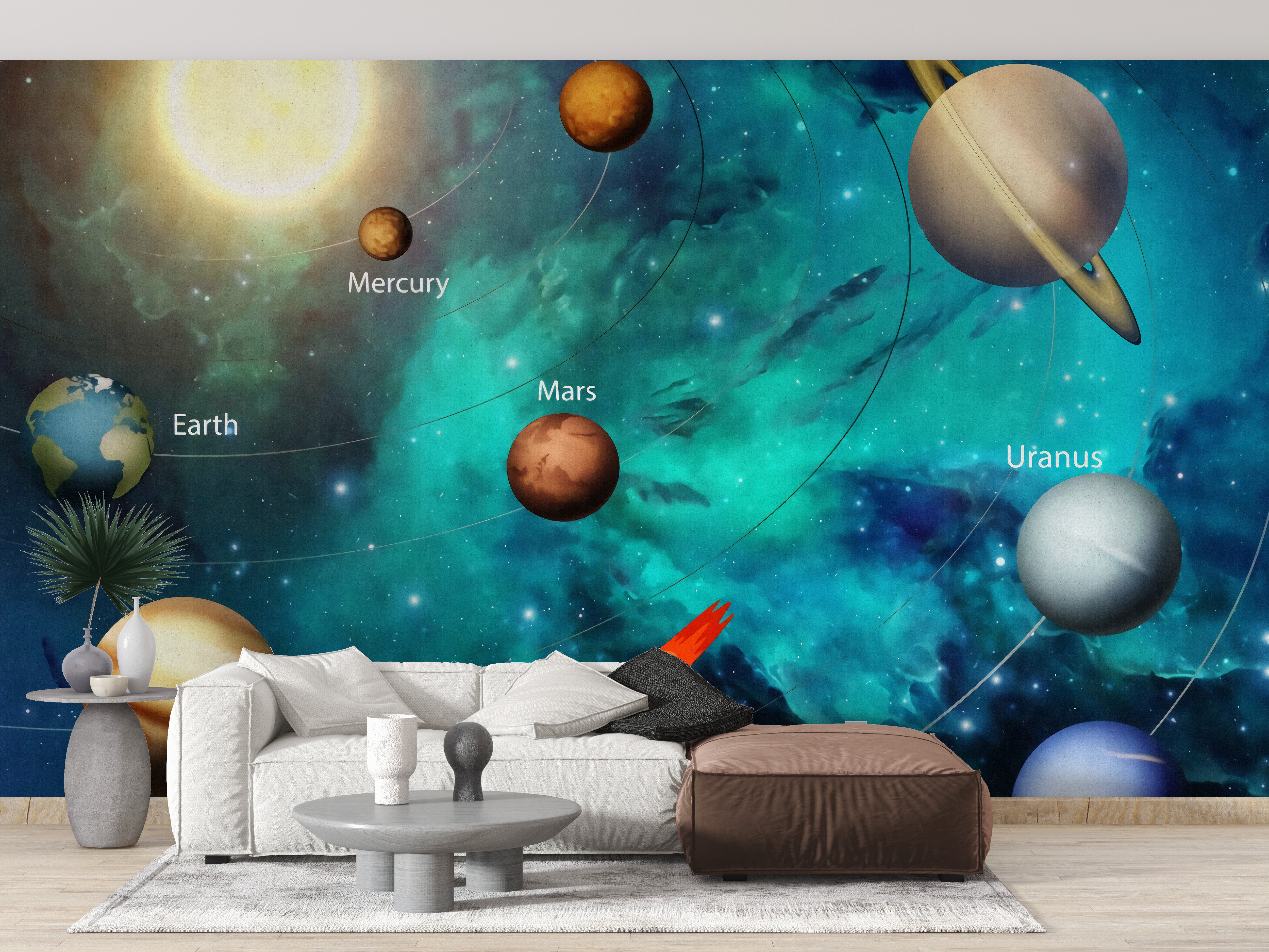 Solar system wall mural
