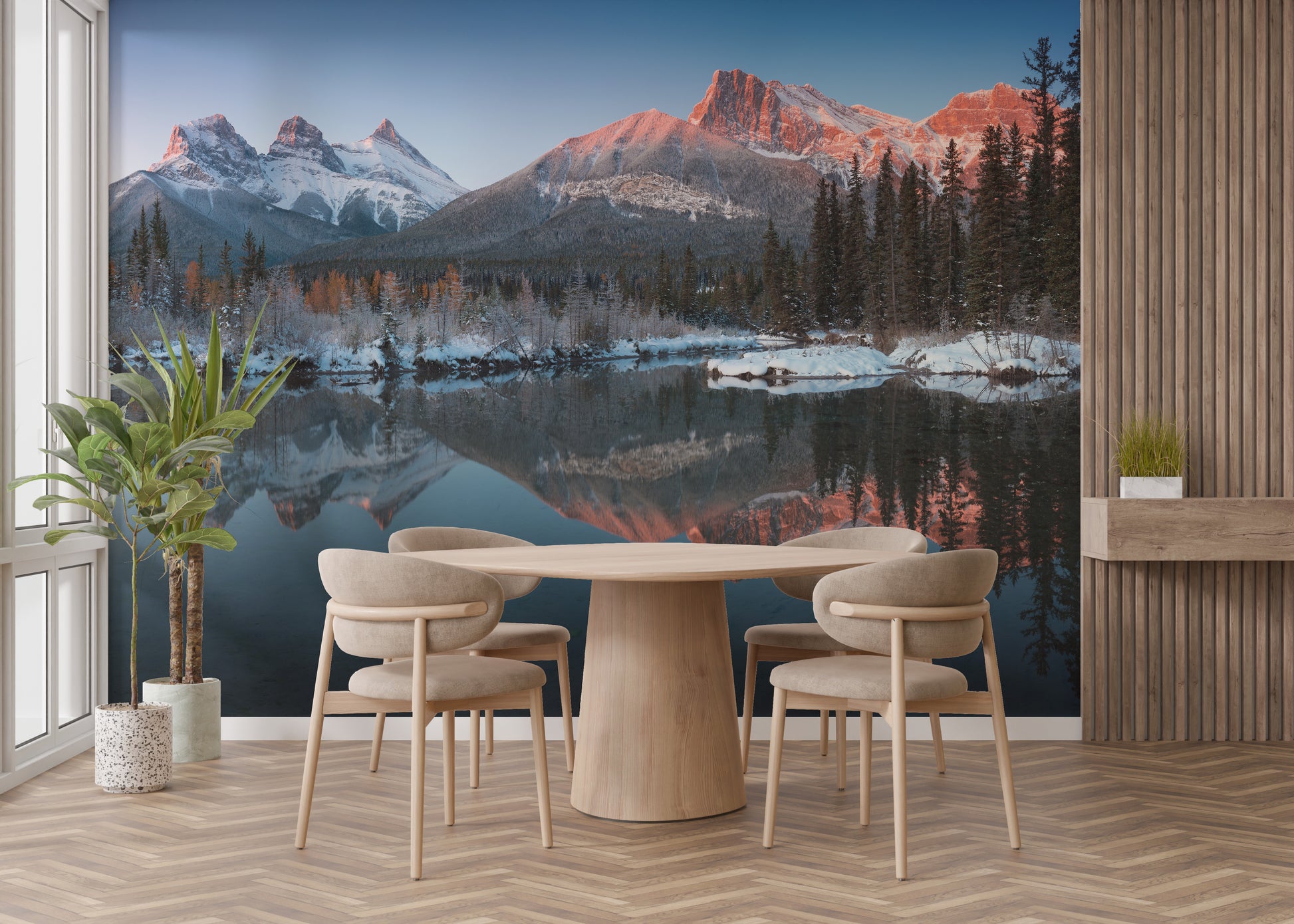 Winter mountain peaks mural design