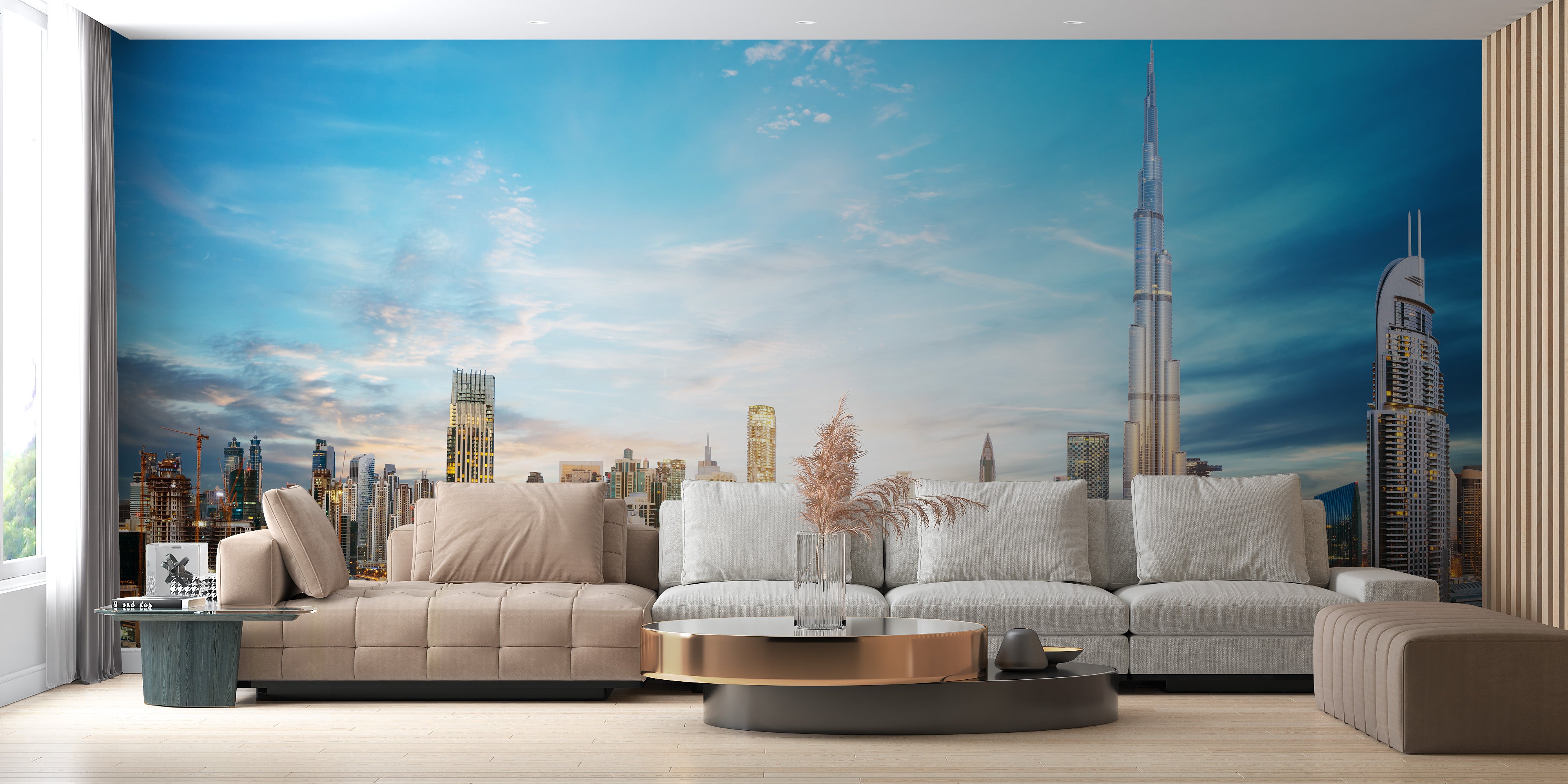 Luxurious Dubai skyline mural texture