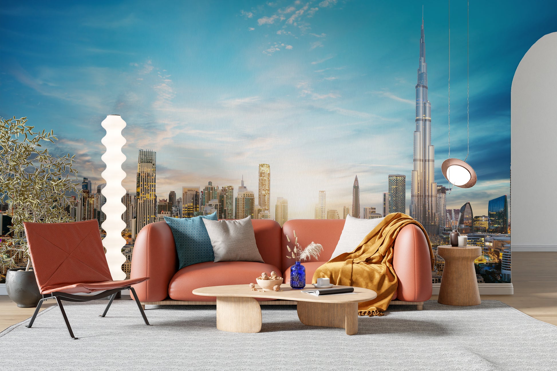 Dubai skyline panoramic mural design
