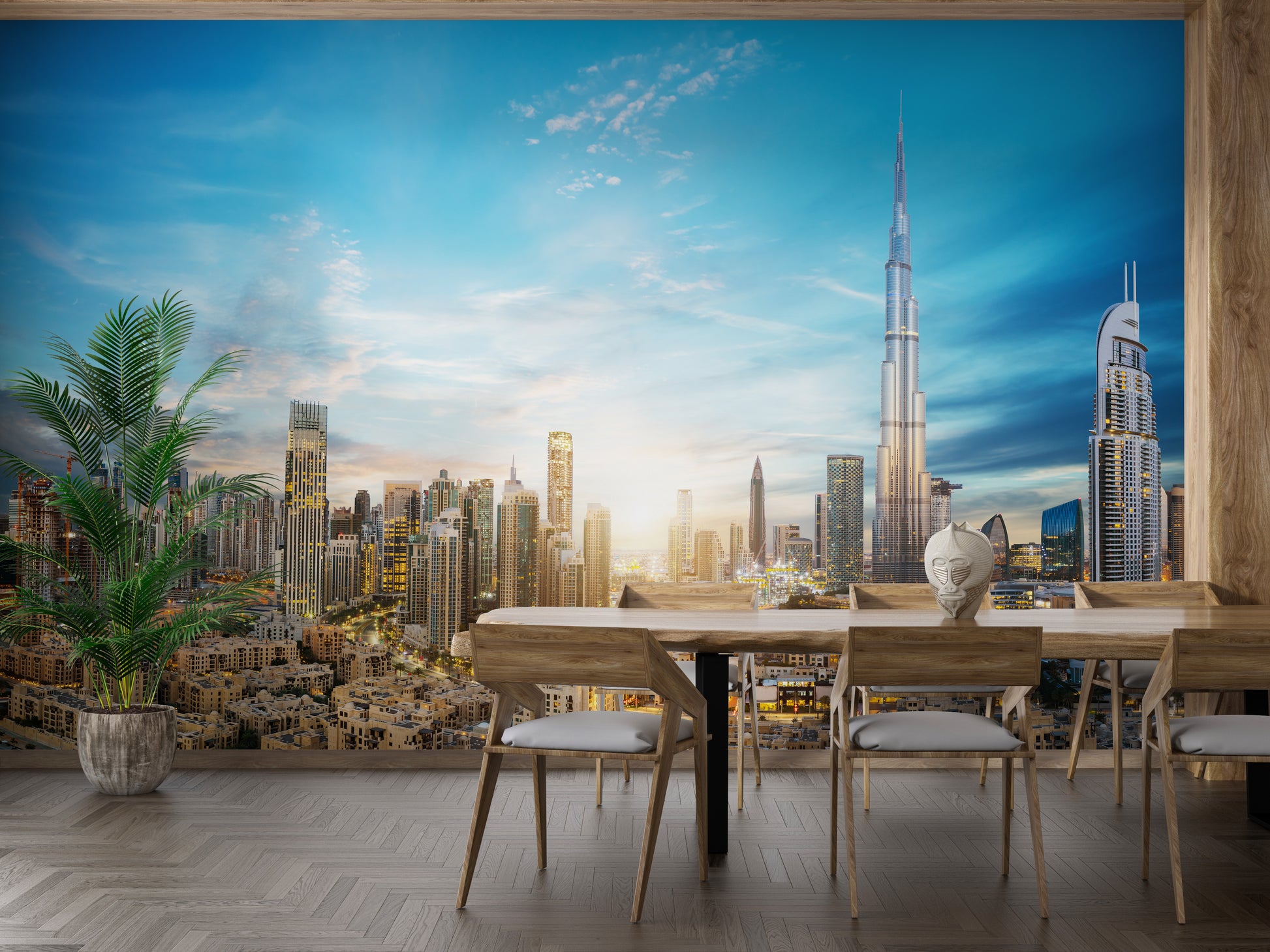 Majestic Dubai skyline mural scenery