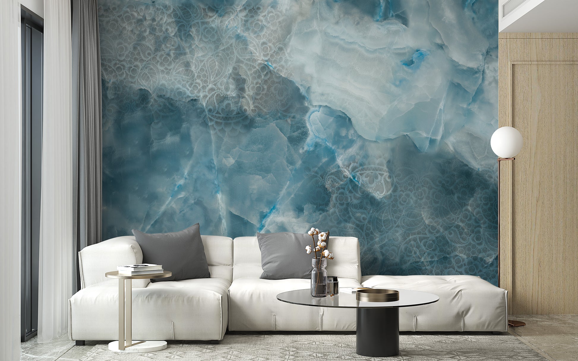 Aqua stone textured wallpaper pattern