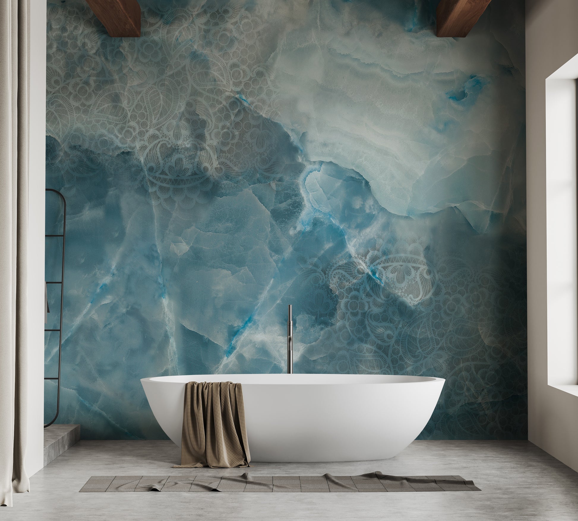 Elegant aqua stone wallpaper with cracks