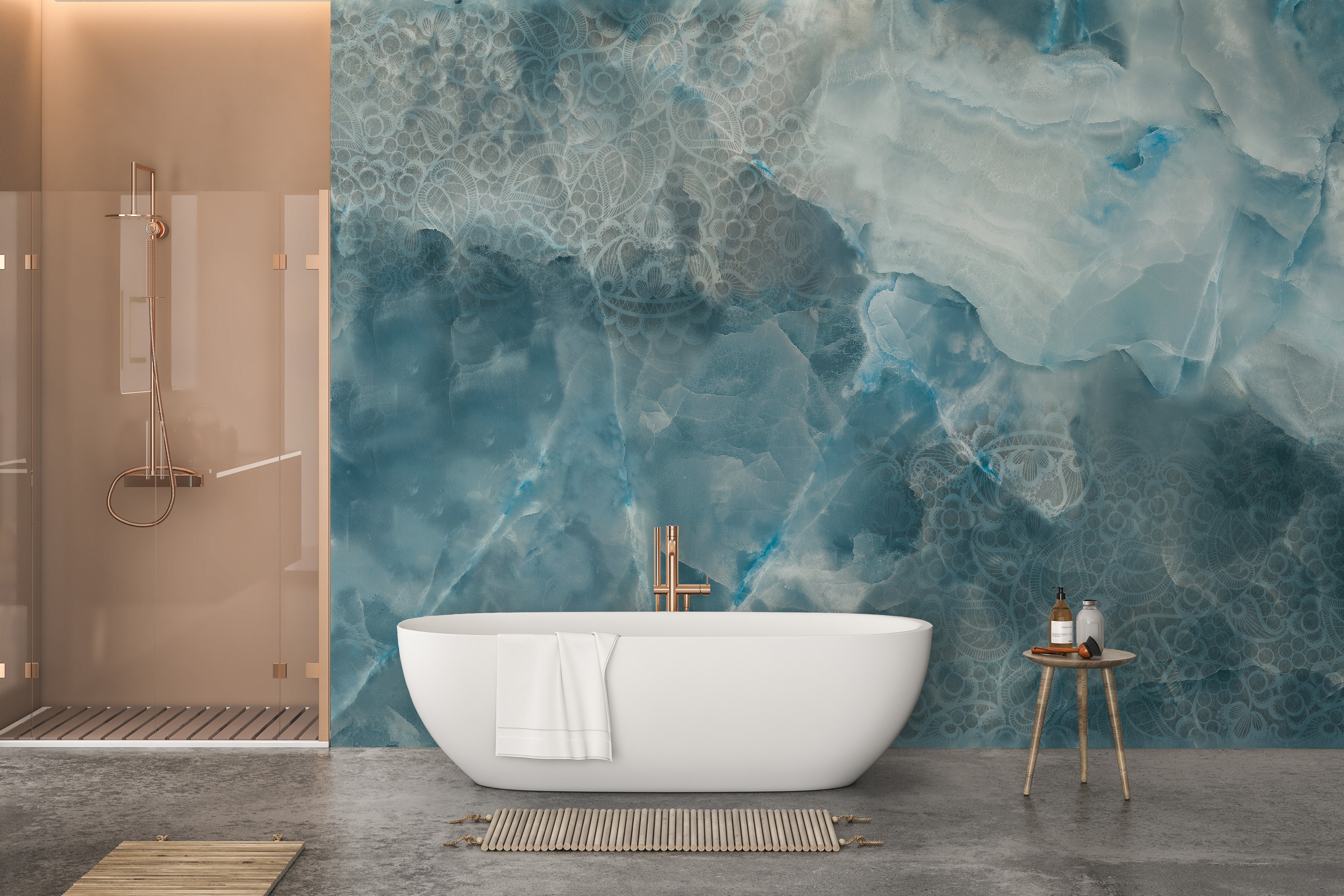 Rustic aqua stone wallpaper with cracks