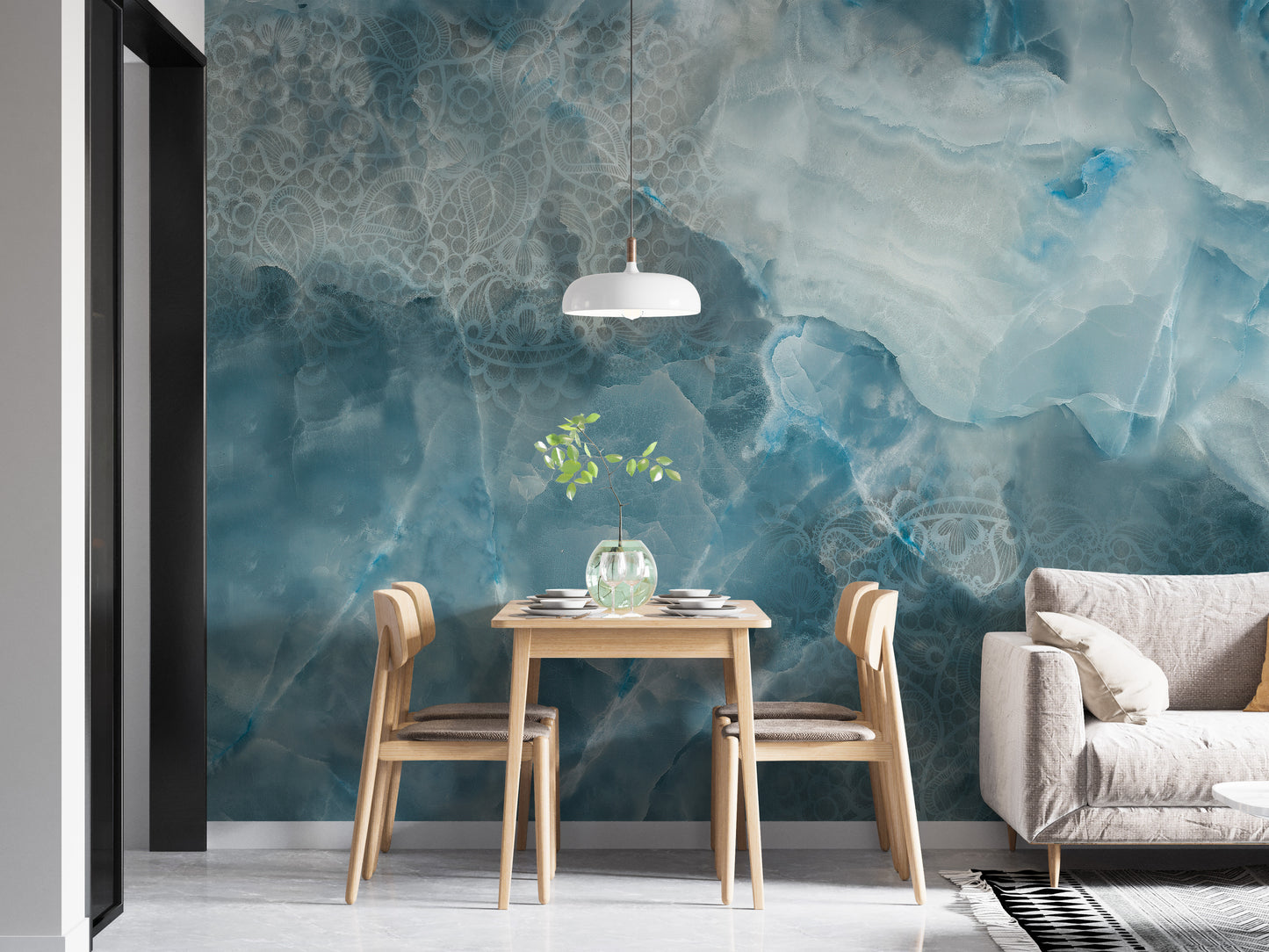 Vibrant aqua stone wallpaper with cracks