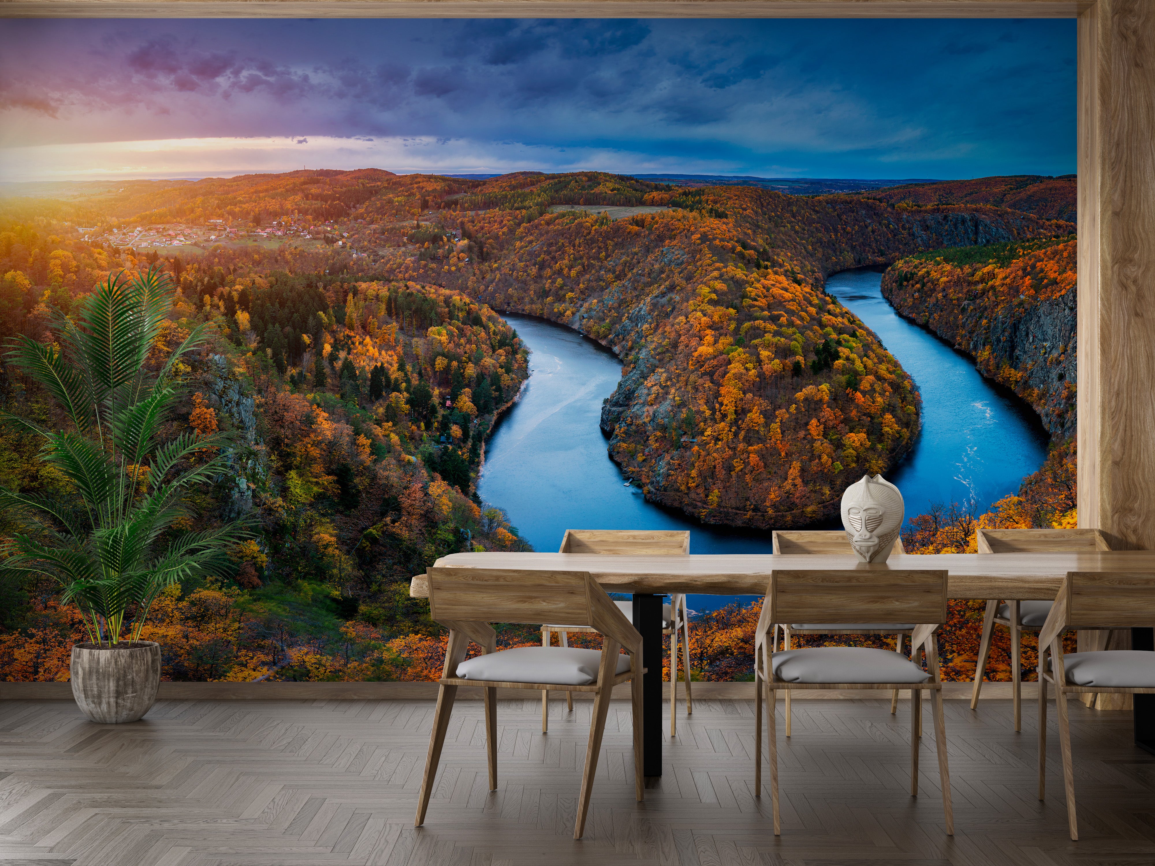 Wallpaper mural of Vltava River in autumn