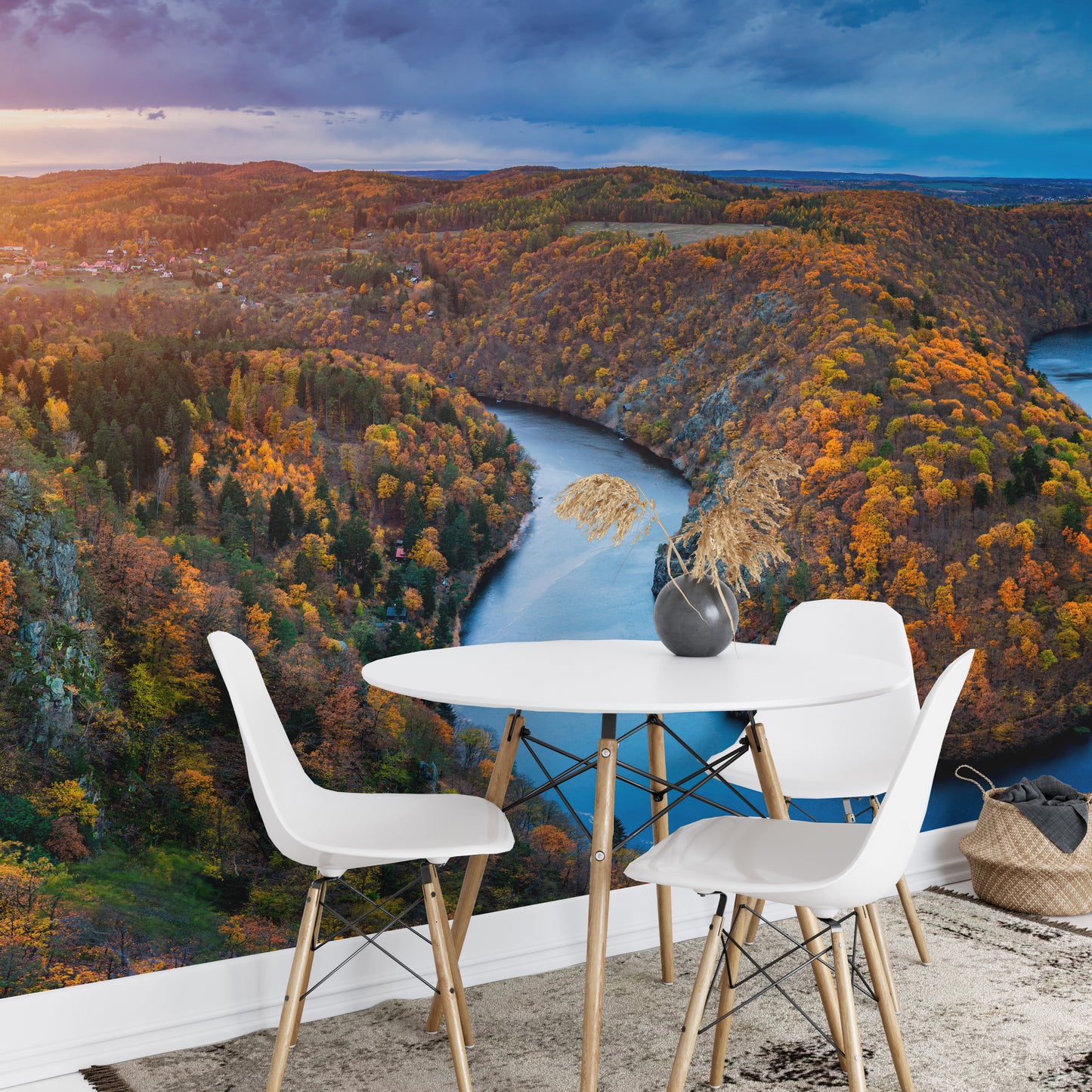 Vltava River and autumn forest wall mural design