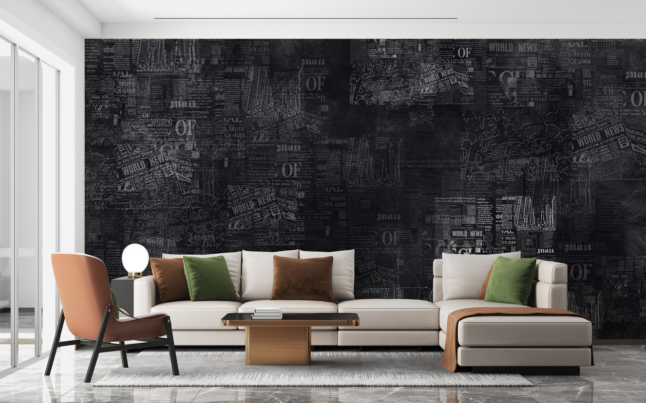 Dark Newspaper Headlines Wallpaper mural
