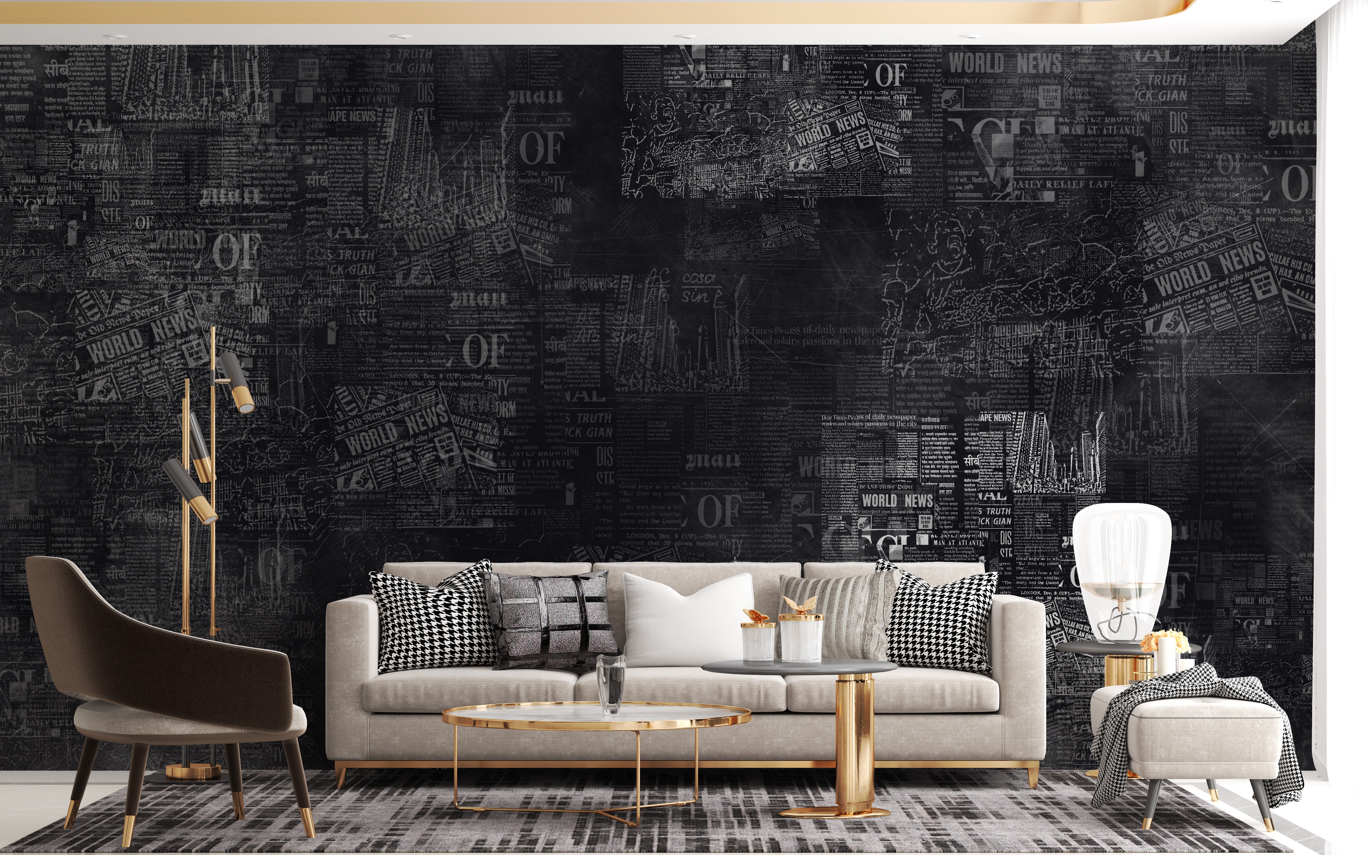 Vintage Newspaper Mural for decoration
