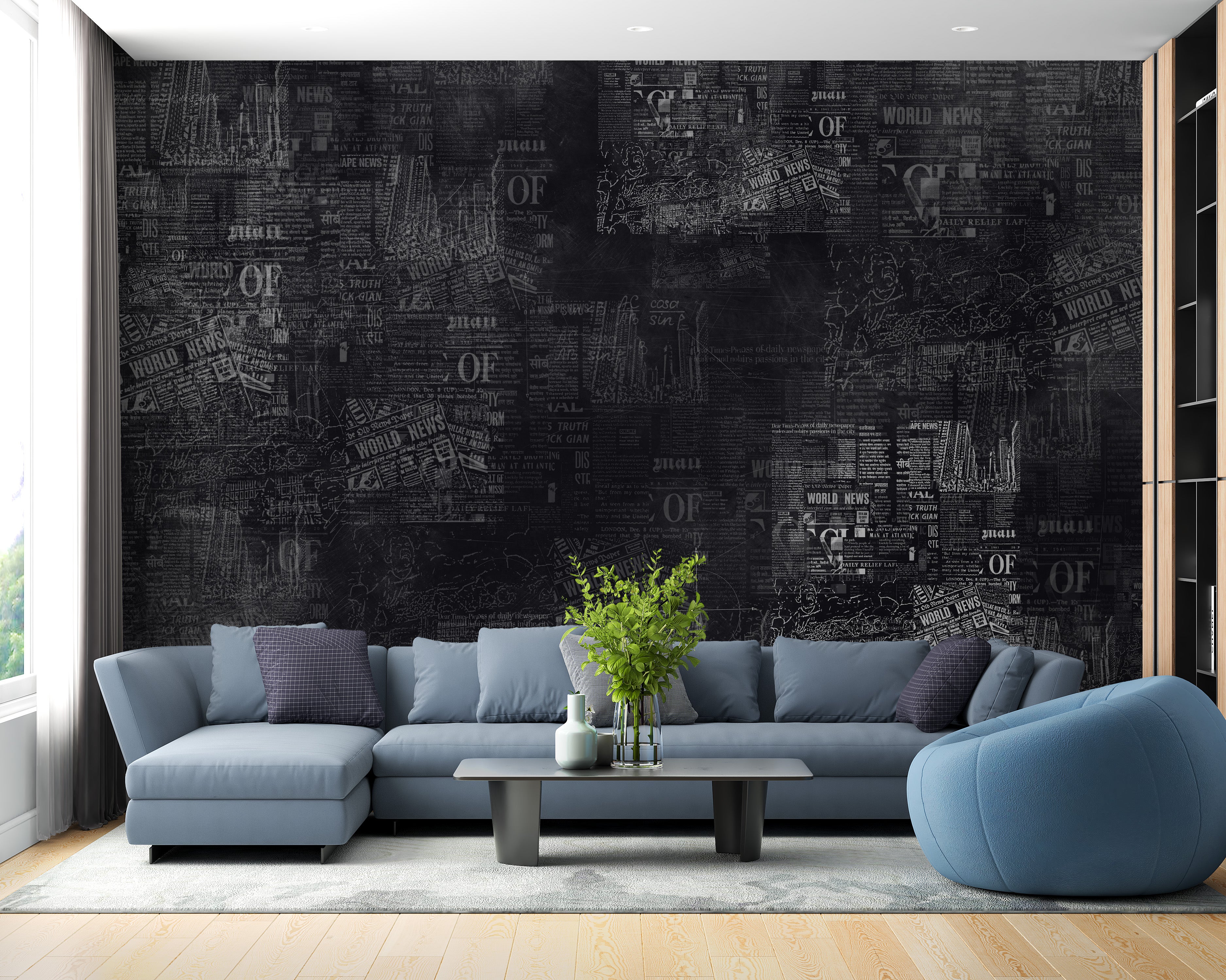 Bold headlines wallpaper mural design
