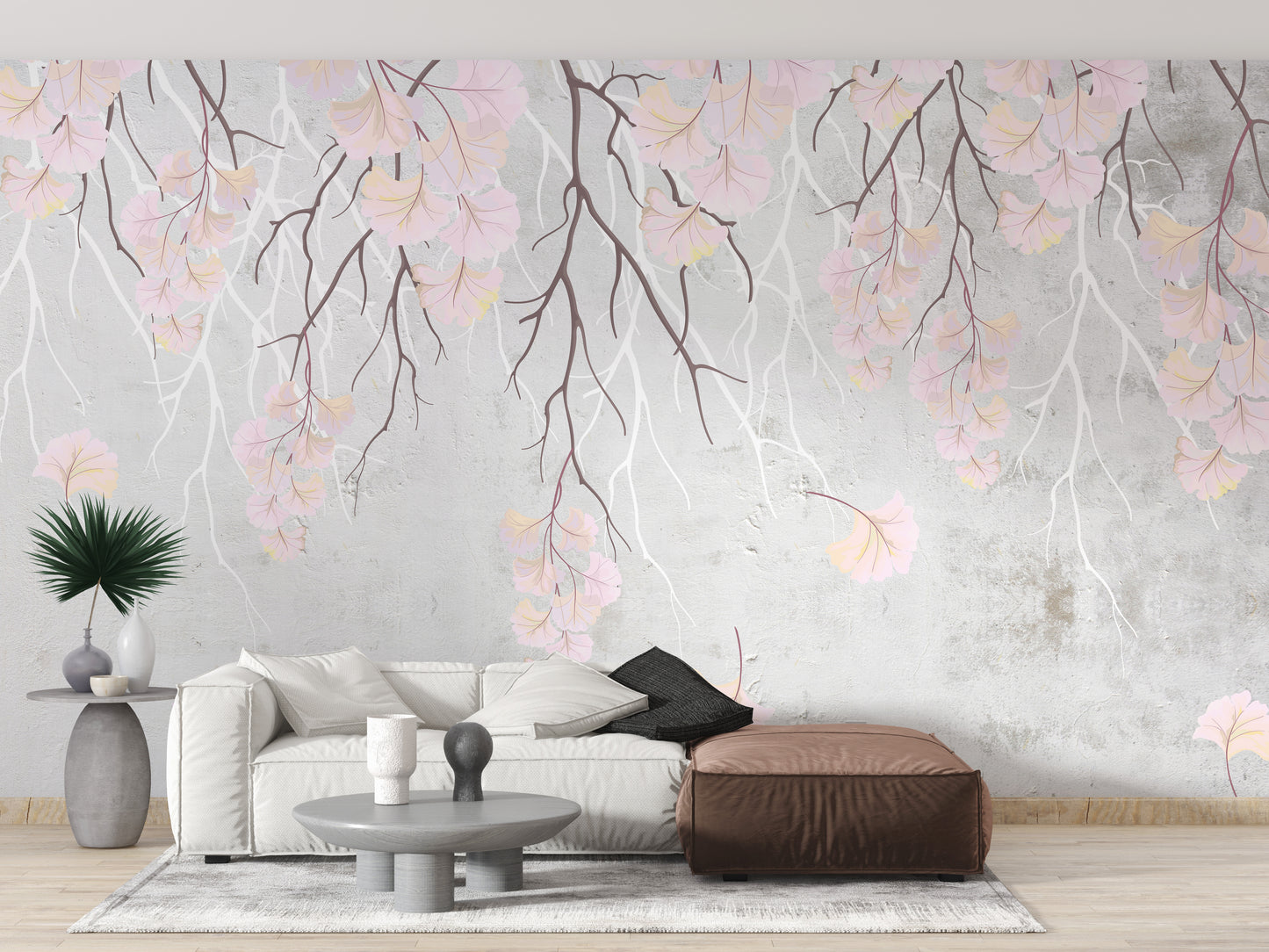 Hanging floral branches wallpaper mural