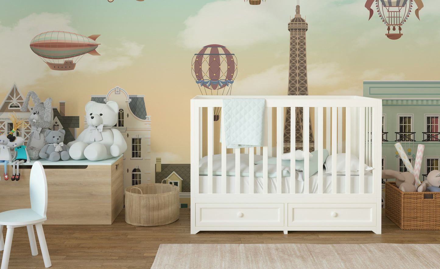 Eiffel Tower Kids' Room Wallpaper Mural Design
